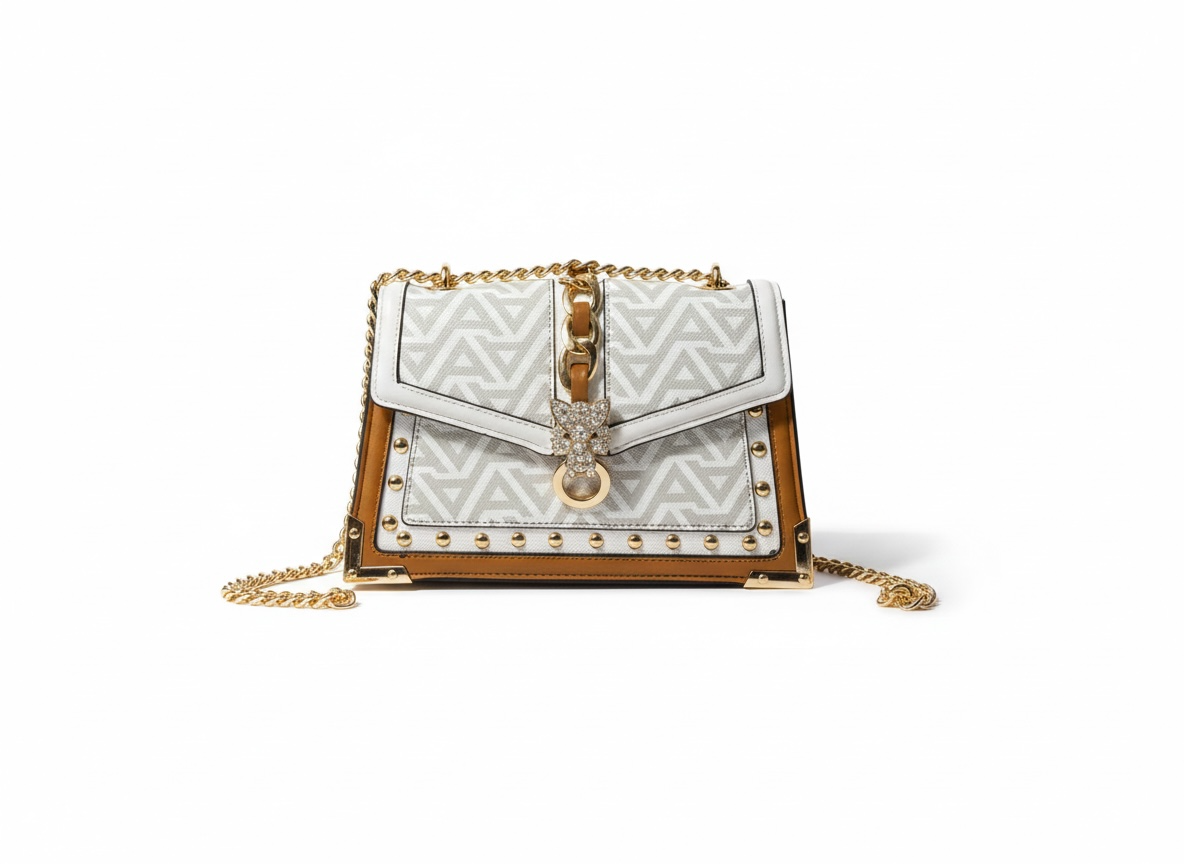 ALDO Leopard Head Chain Shoulder Bag – White & Gold 🐆✨ | Statement Chic
