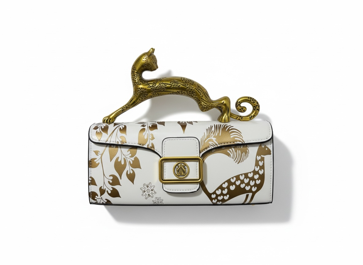 LANVIN Panther Top Handle Bag – Ivory & Gold Print 🤍✨ | Artistic Luxury Piece