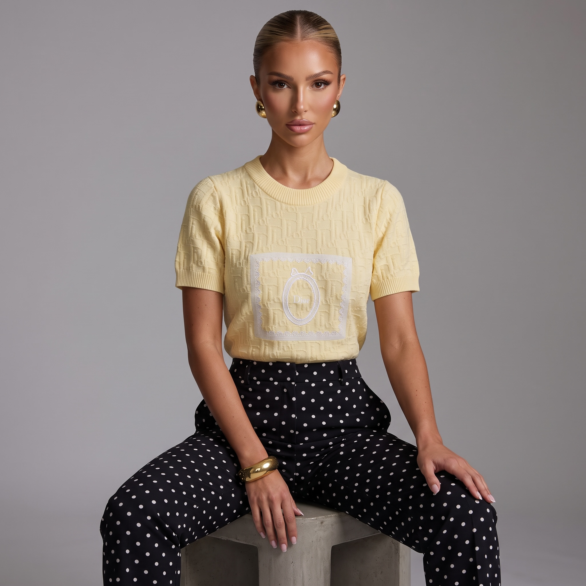 🤍 Dior Oblique Medallion Knit Top | One Size