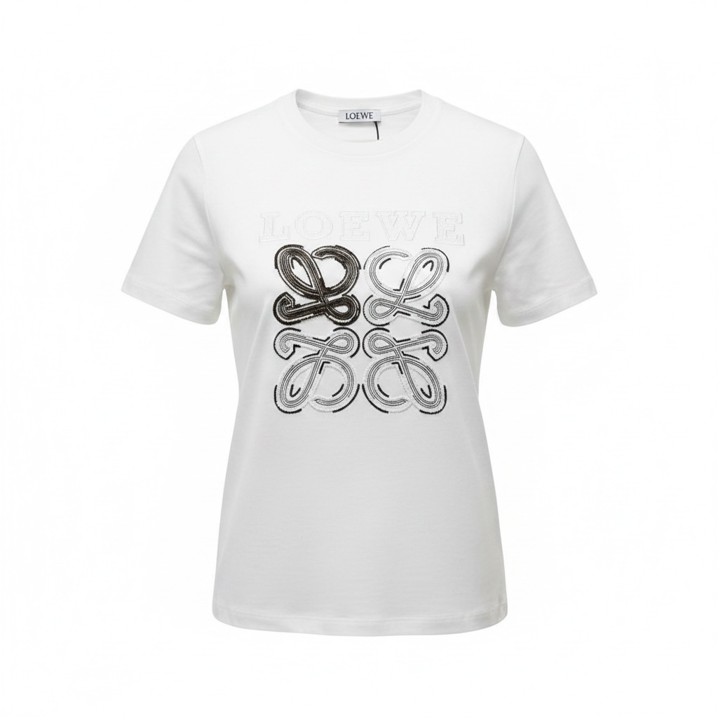 Loewe White Anagram T-Shirt 🤍✨ Contrast Logo Edition