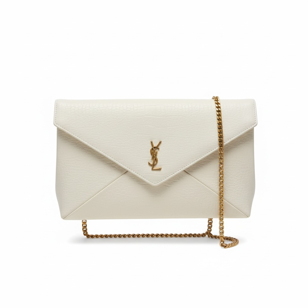 Saint Laurent YSL Ivory Envelope Chain Clutch 🤍✨