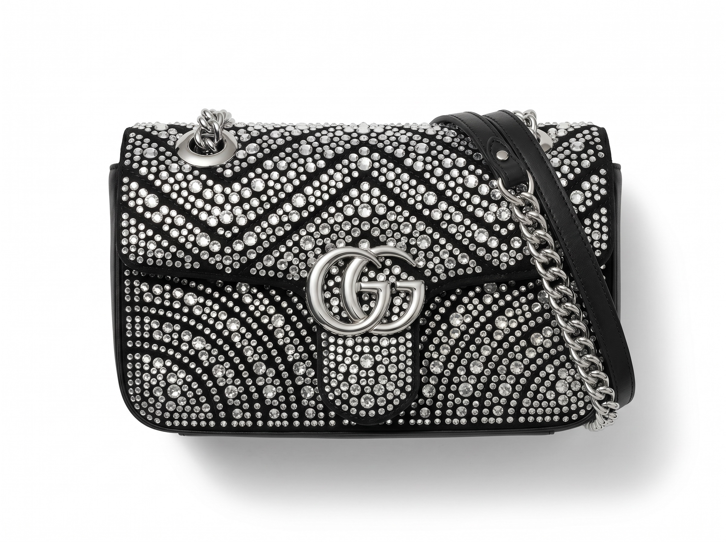 ✨ Gucci GG Marmont Crystal Embellished Shoulder Bag – Black Diamond Edition ✨