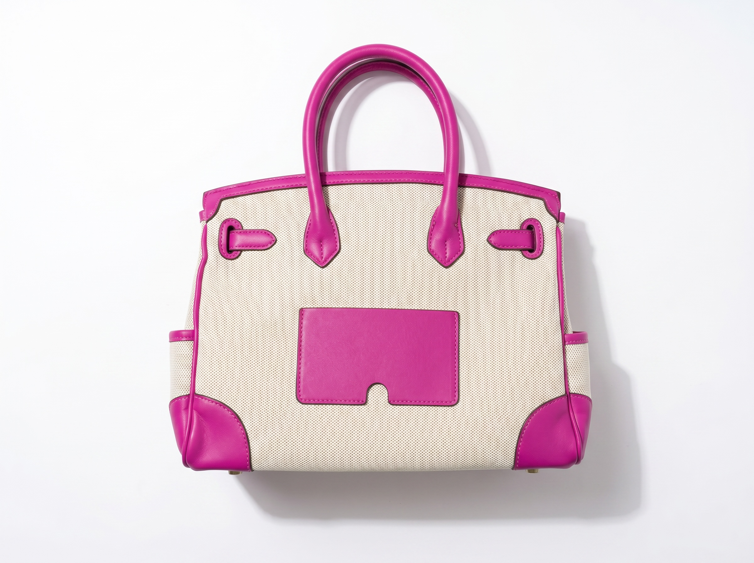 💖 Hermès-Inspired Canvas Tote Bag – Pink Trim Luxury Handbag