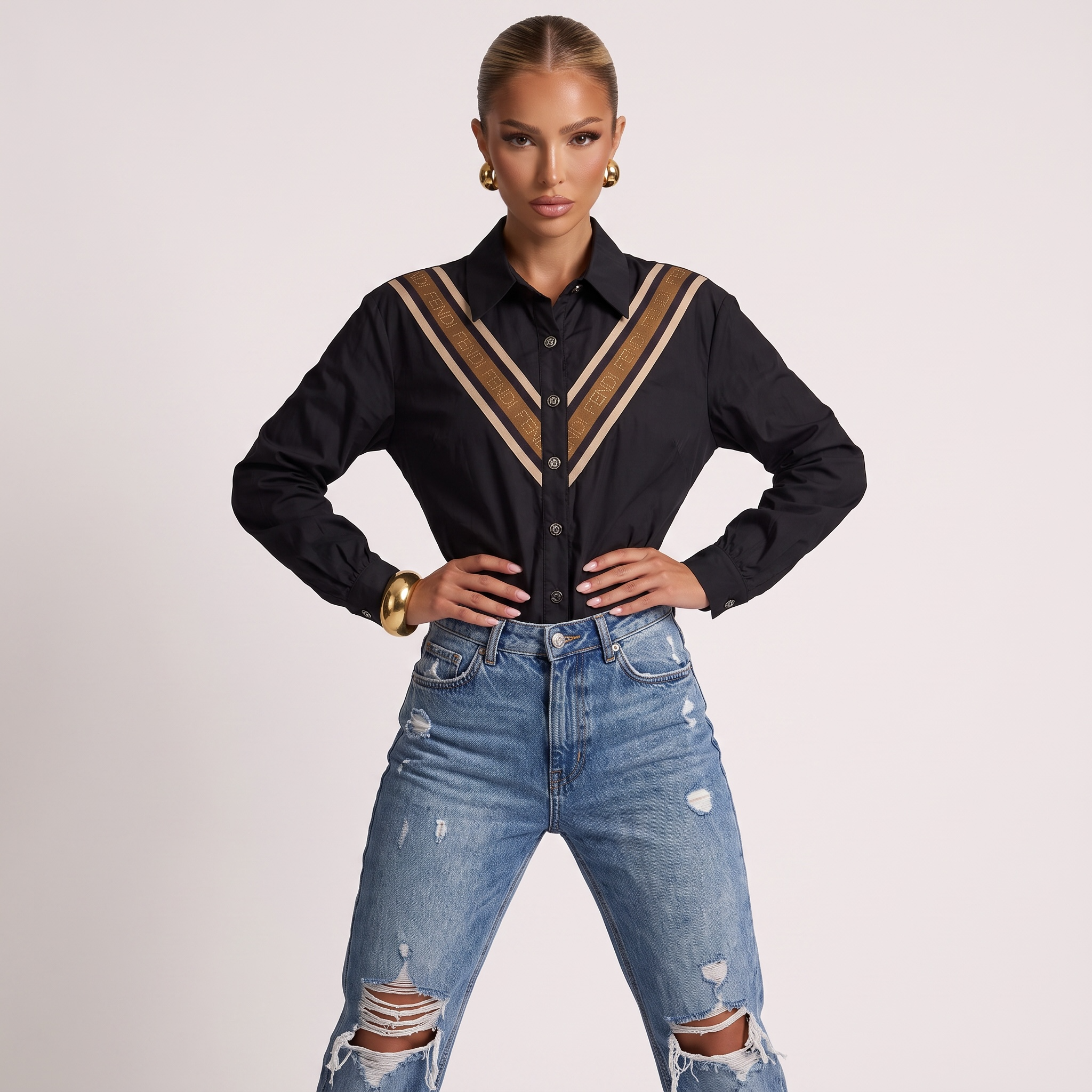 Fendi V-Stripe Oversized Shirt