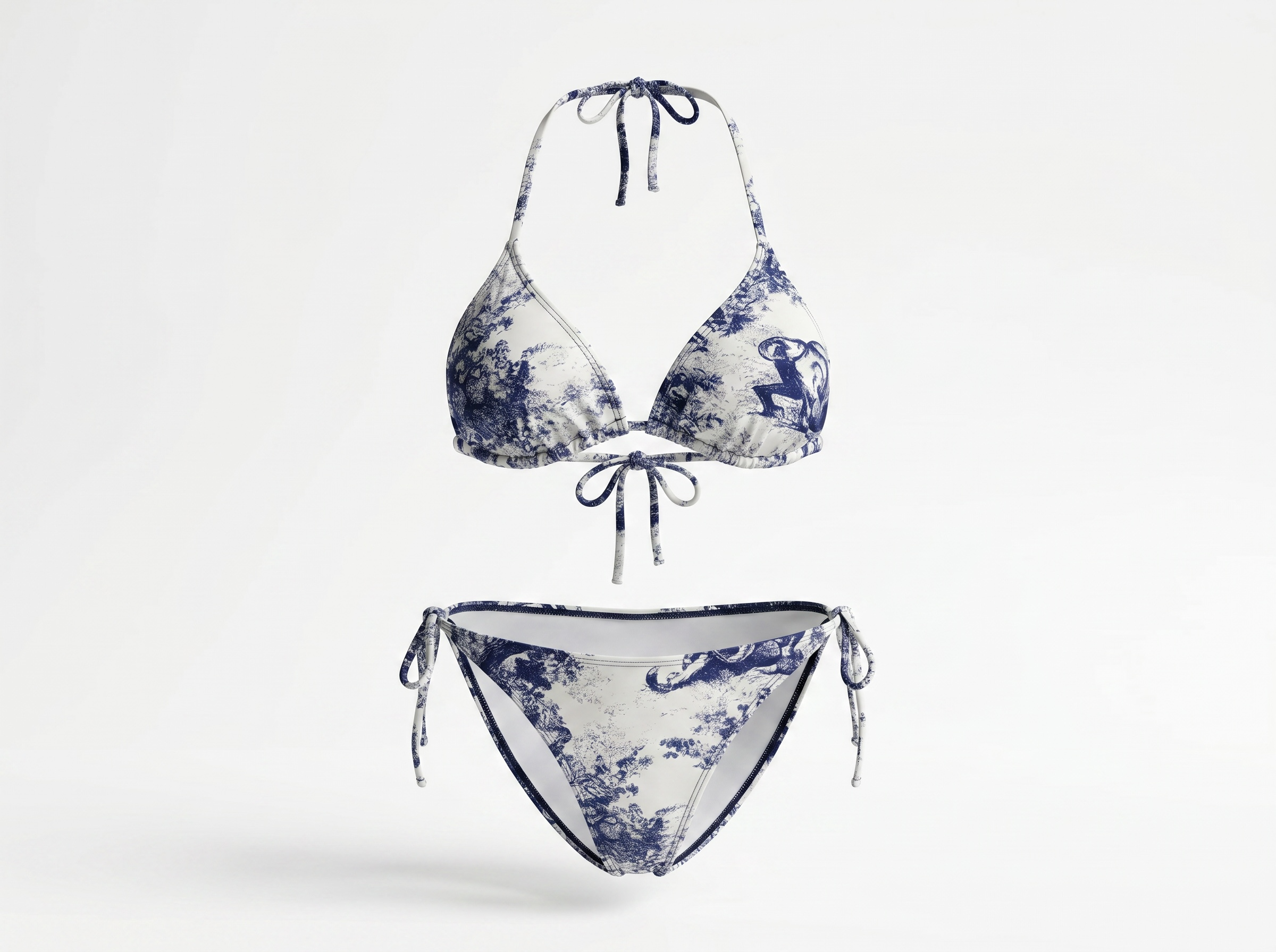 Christian Dior Toile de Jouy Bikini Set with Matching Pareo 💙🤍🌊