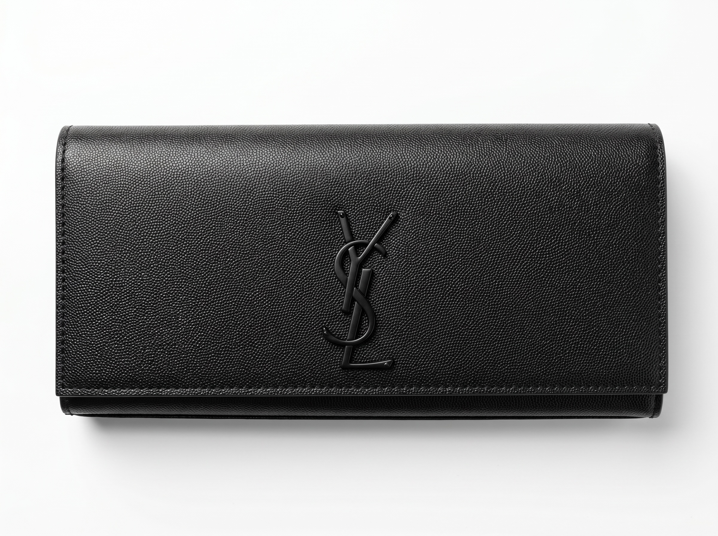 Saint Laurent Black Grain Leather Tonal YSL Clutch 🖤✨👛🔥