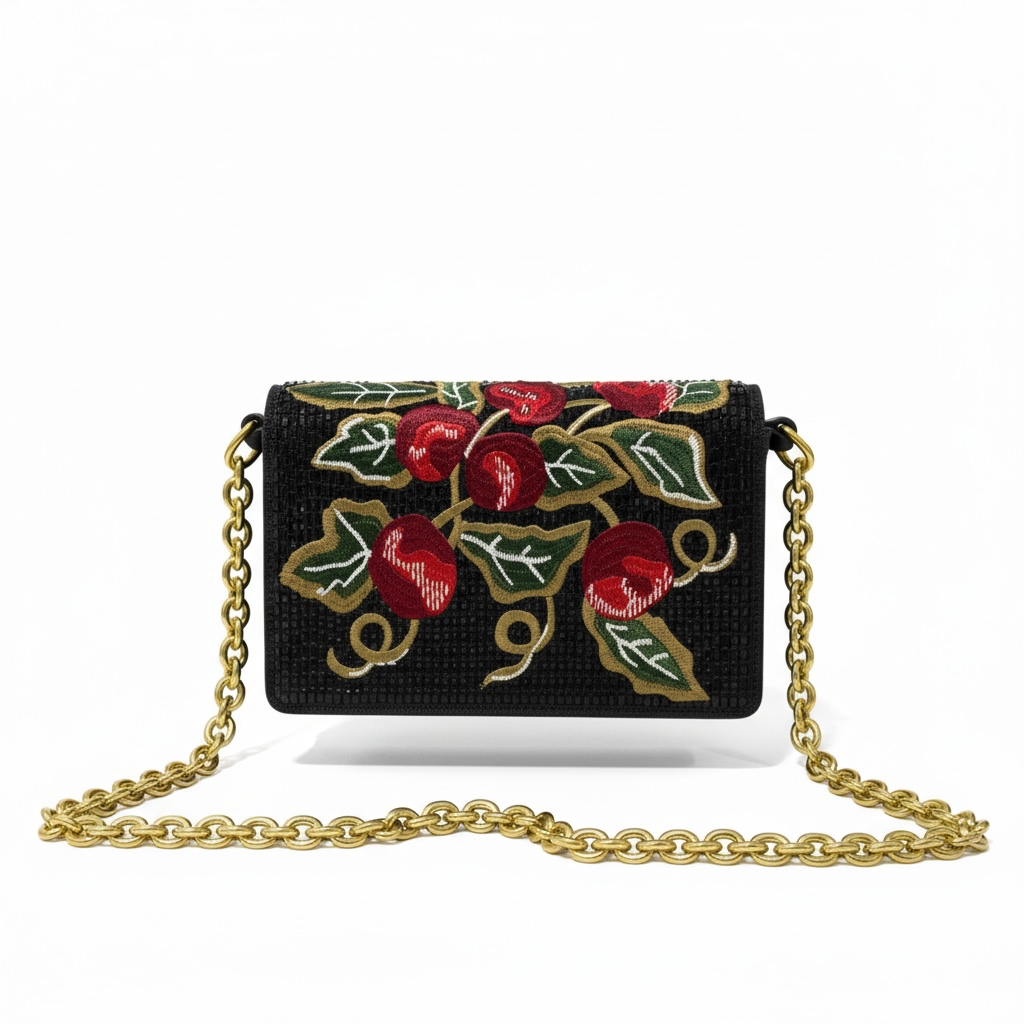 Valentino Handmade Embroidered Rose Chain Bag 🌹✨