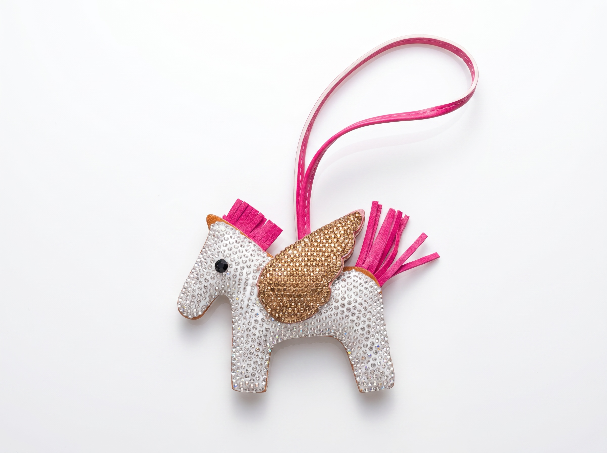 🦄 HERMÈS Rodeo Pegasus Crystal Charm – Rose Gold Wing Edition ✨💗