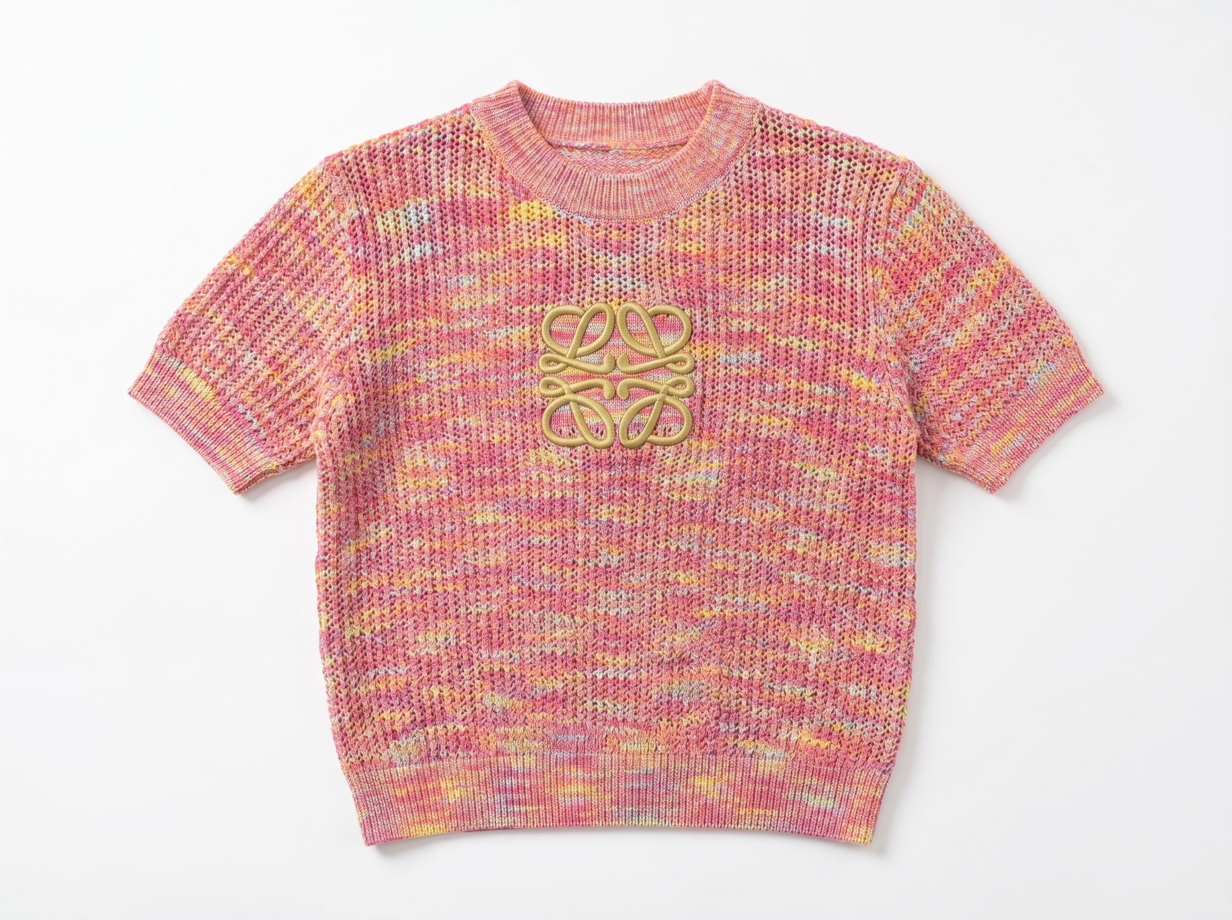 🌸 Loewe Anagram Melange Knit Top – Pink Multi