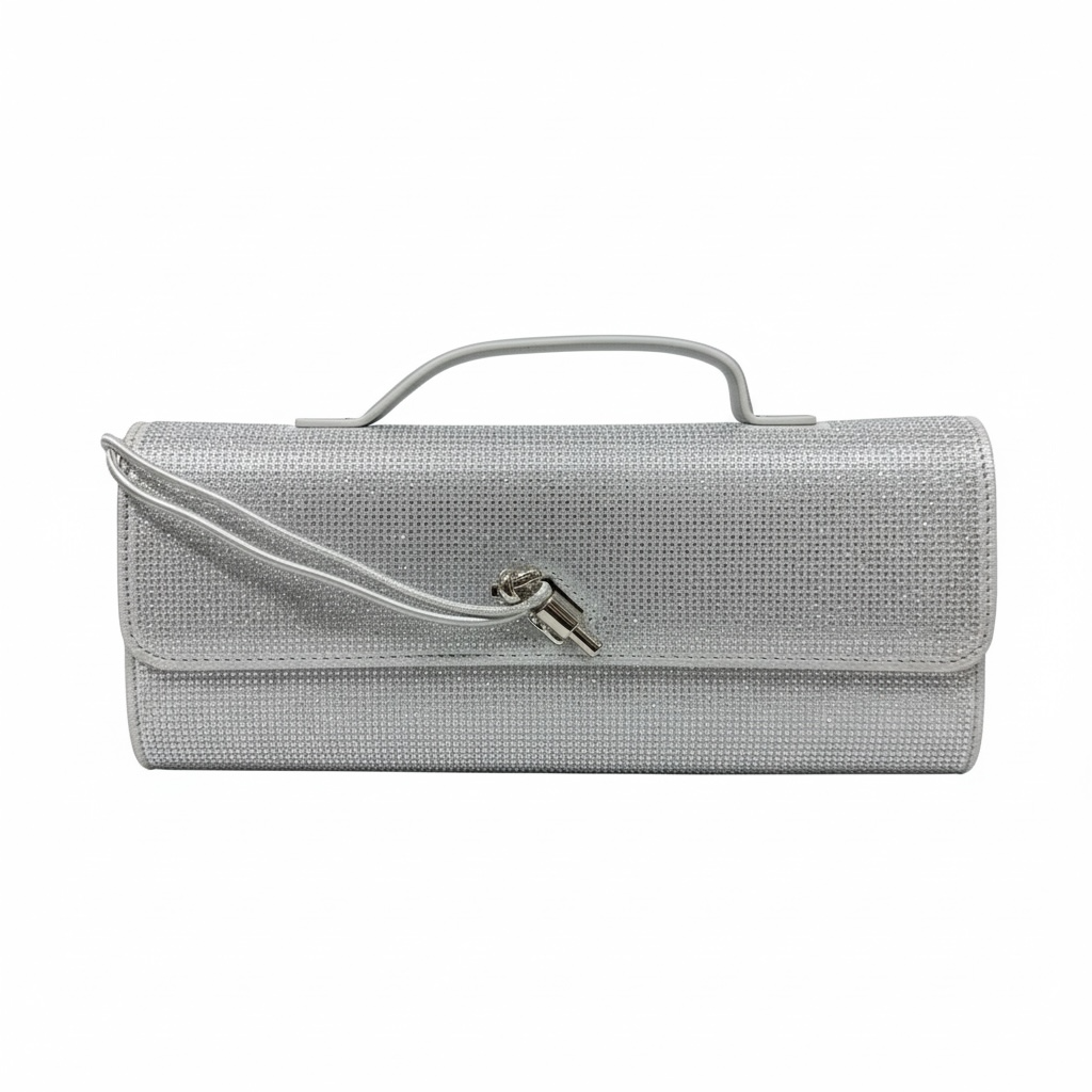 ✨ Bottega Veneta Silver Crystal Knot Clutch – Luxury Evening Handbag ✨