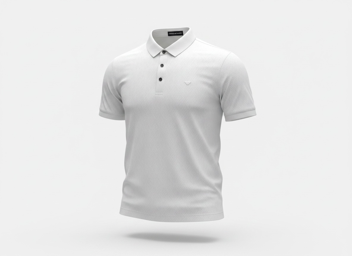 Emporio Armani White Textured Polo Shirt ๐คโจ Premium Signature Fit