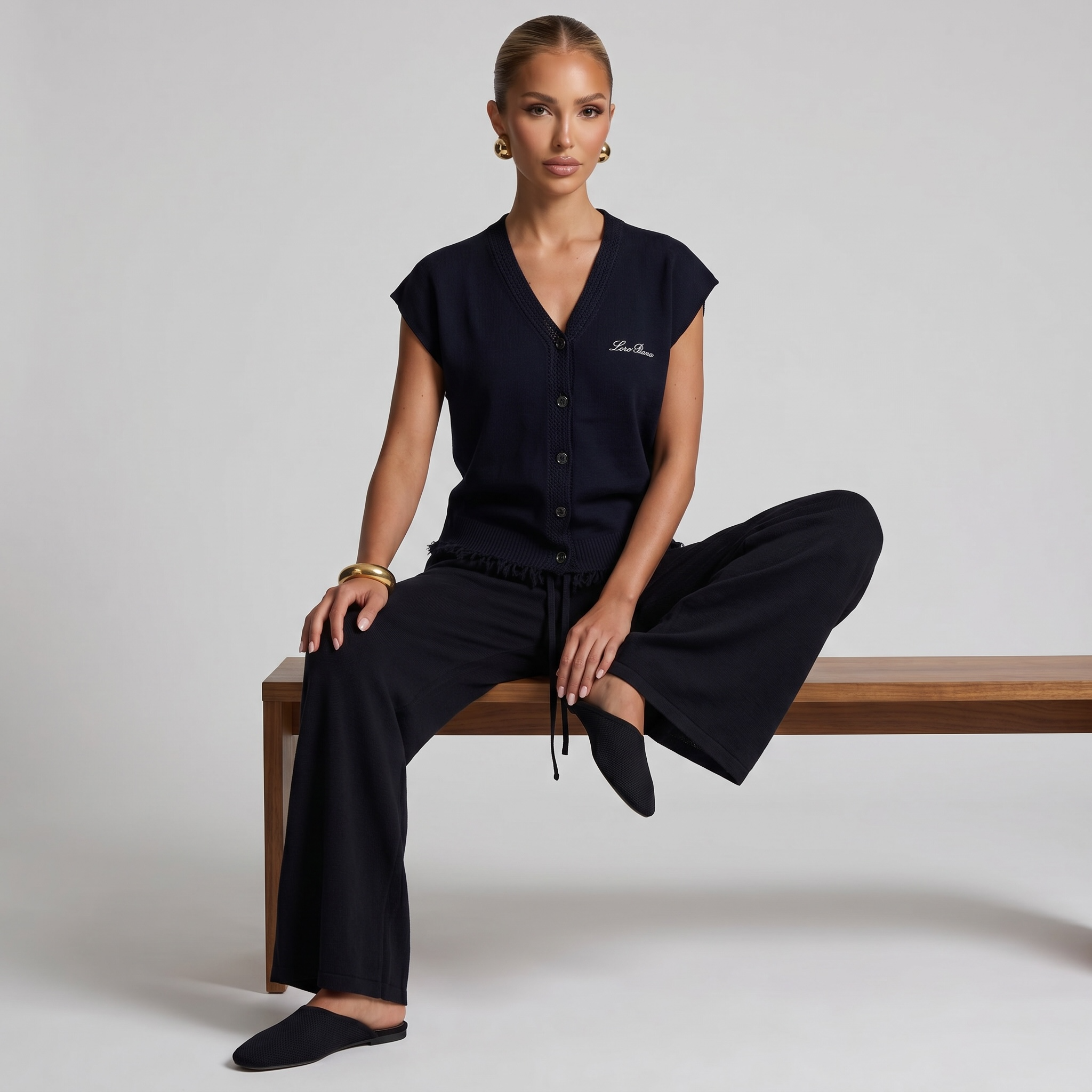 Loro Piana Cashmere Knit Lounge Set – Black 🖤✨