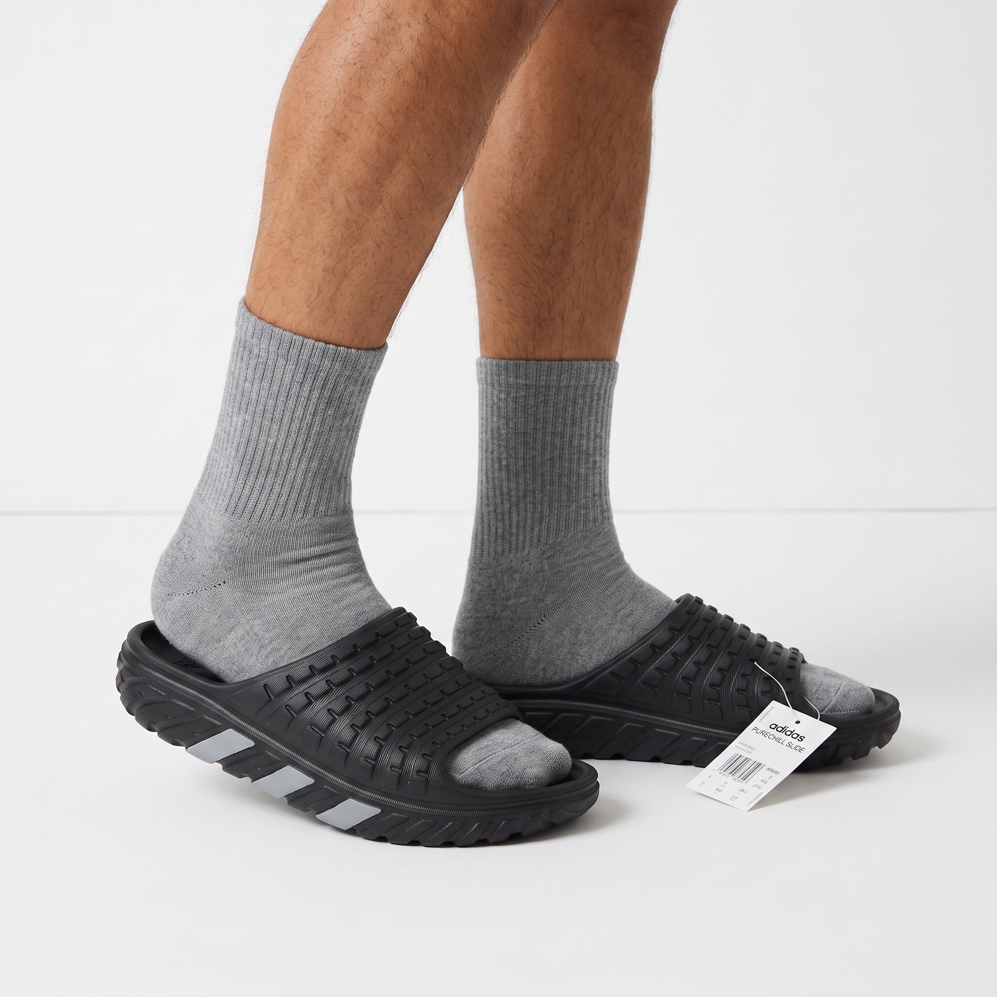 adidas PureChill black grey molded slide sandals