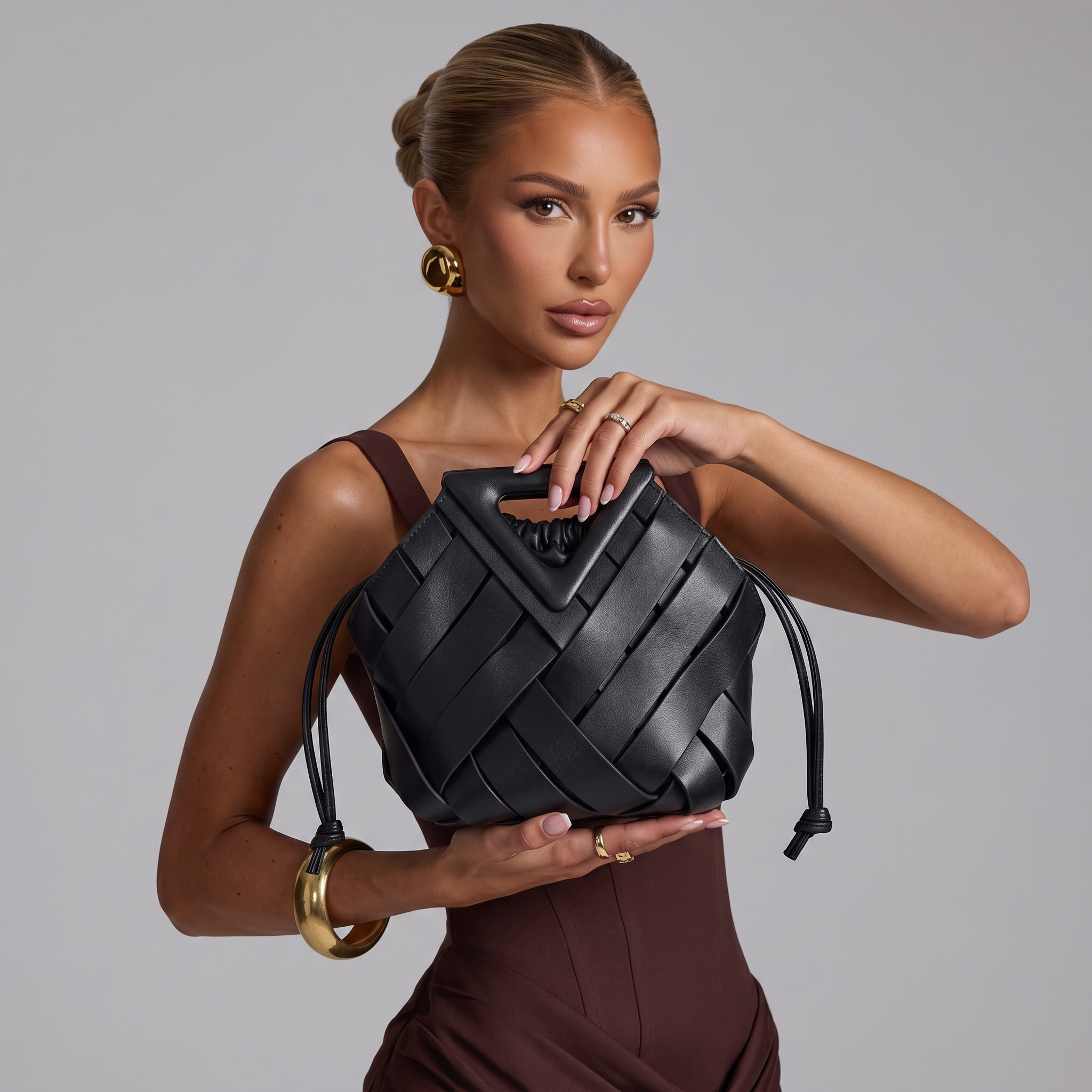 Bottega Vibes – Luxe Dual Black Bag Set