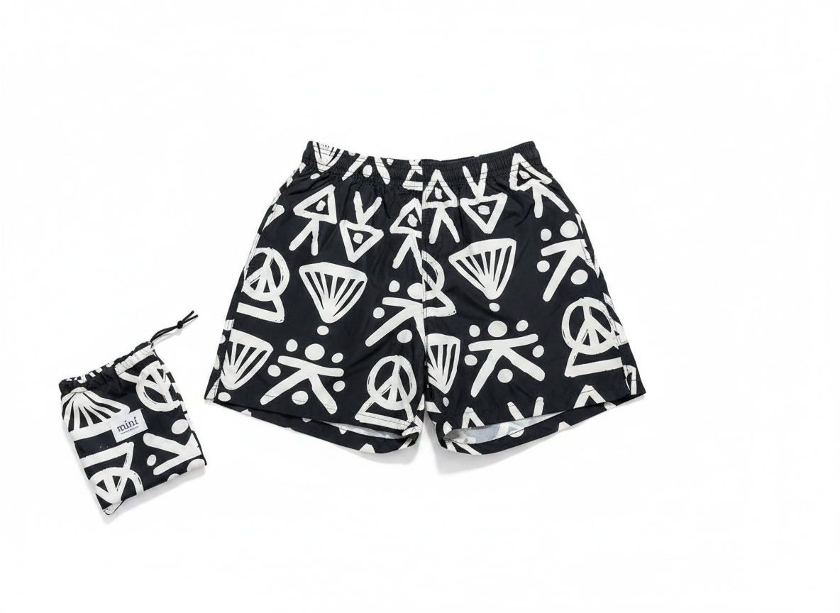 Mini Abstract Print Swim Shorts 🖤⚡