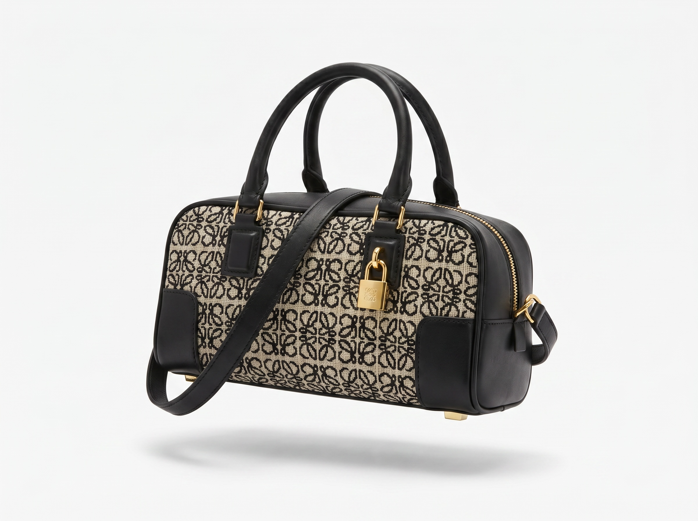 Loewe Anagram Canvas Boston Bag – Black & Sand 🖤✨