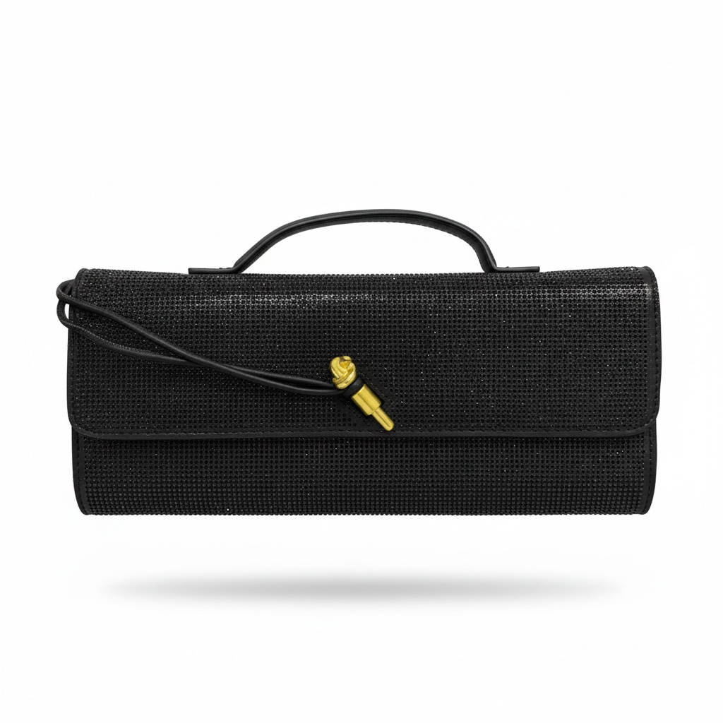 ✨ Bottega Veneta Black Crystal Knot Clutch – Luxurey Evening Handbag ✨