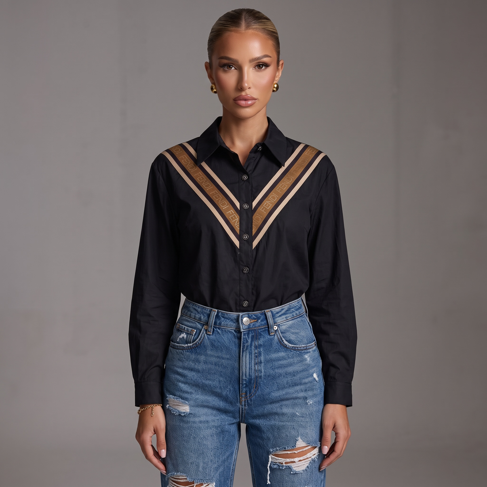 Fendi V-Stripe Oversized Shirt