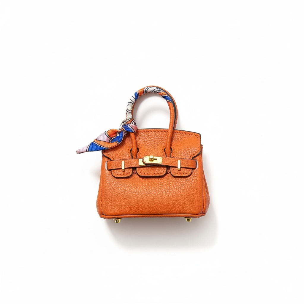 Hermès Mini Birkin BagCharm – Orange 🍊✨ | Luxury Key Holder