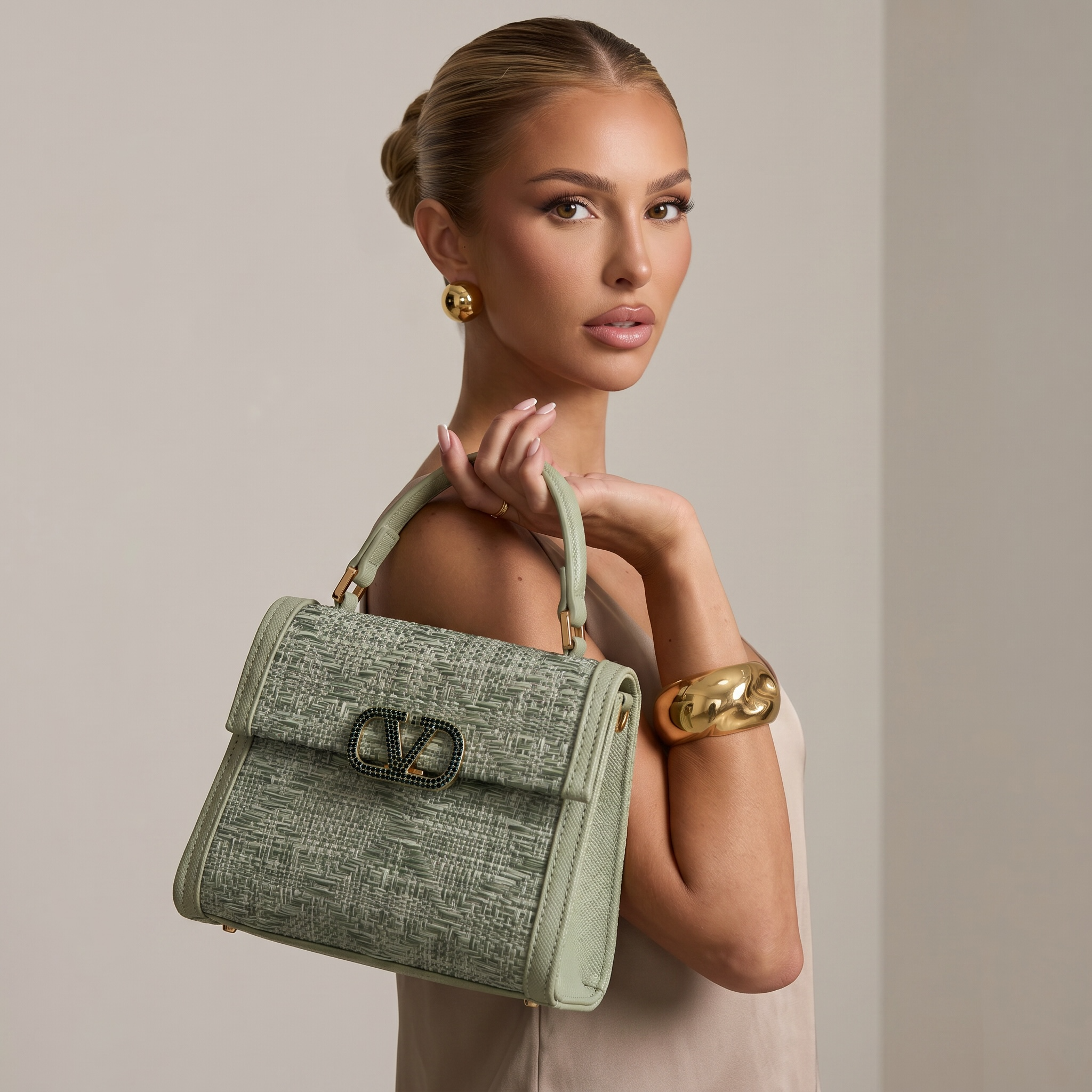 Valentino Garavani Sage Green VLogo Top Handle Bag 💚✨👜👑