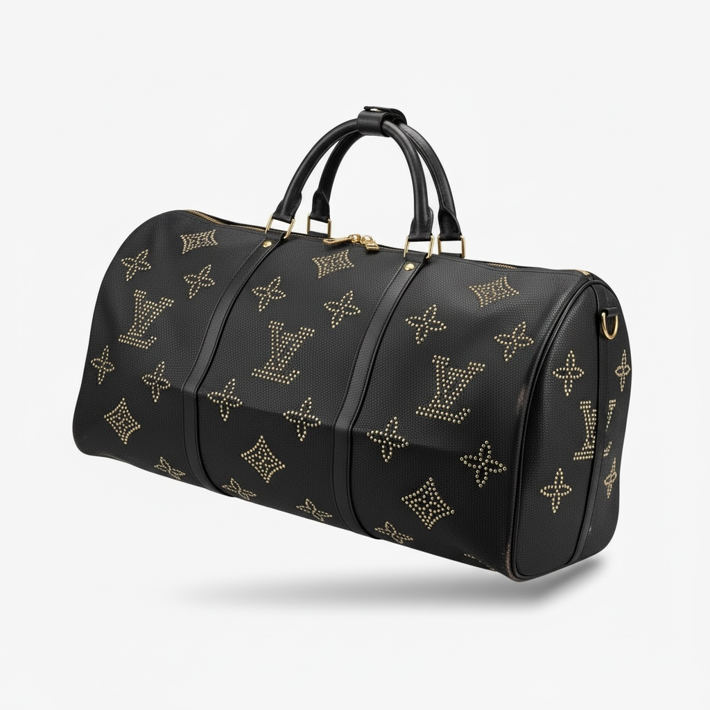 Louis Vuitton Studded Monogram Duffle – Black Gold Travel Bag ✨🖤