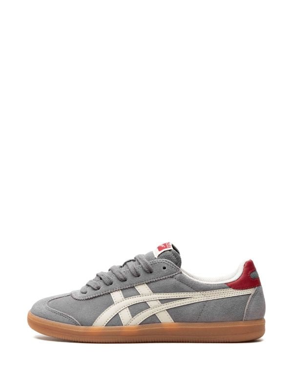 Onitsuka Tiger grey suede low-top trainer with cream stripes and gum sole