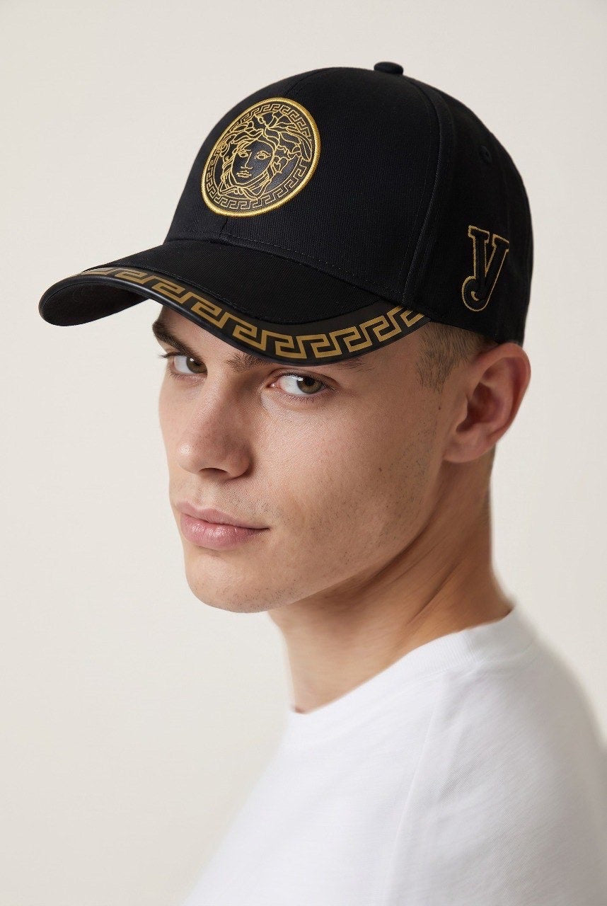 Versace Medusa Greek Key Baseball Cap – Black & Gold
