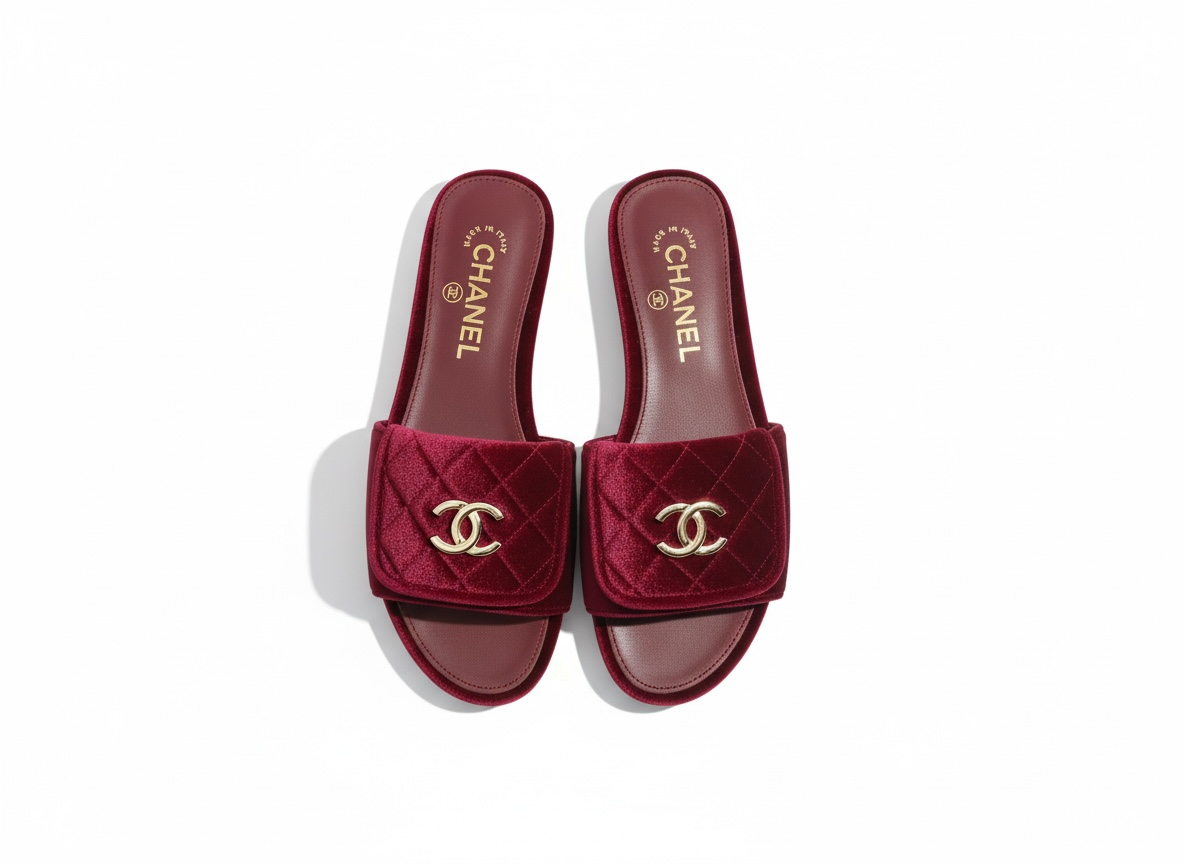 CHANEL Quilted Velvet Slides – Burgundy ❤️✨ | Luxe Comfort Icon