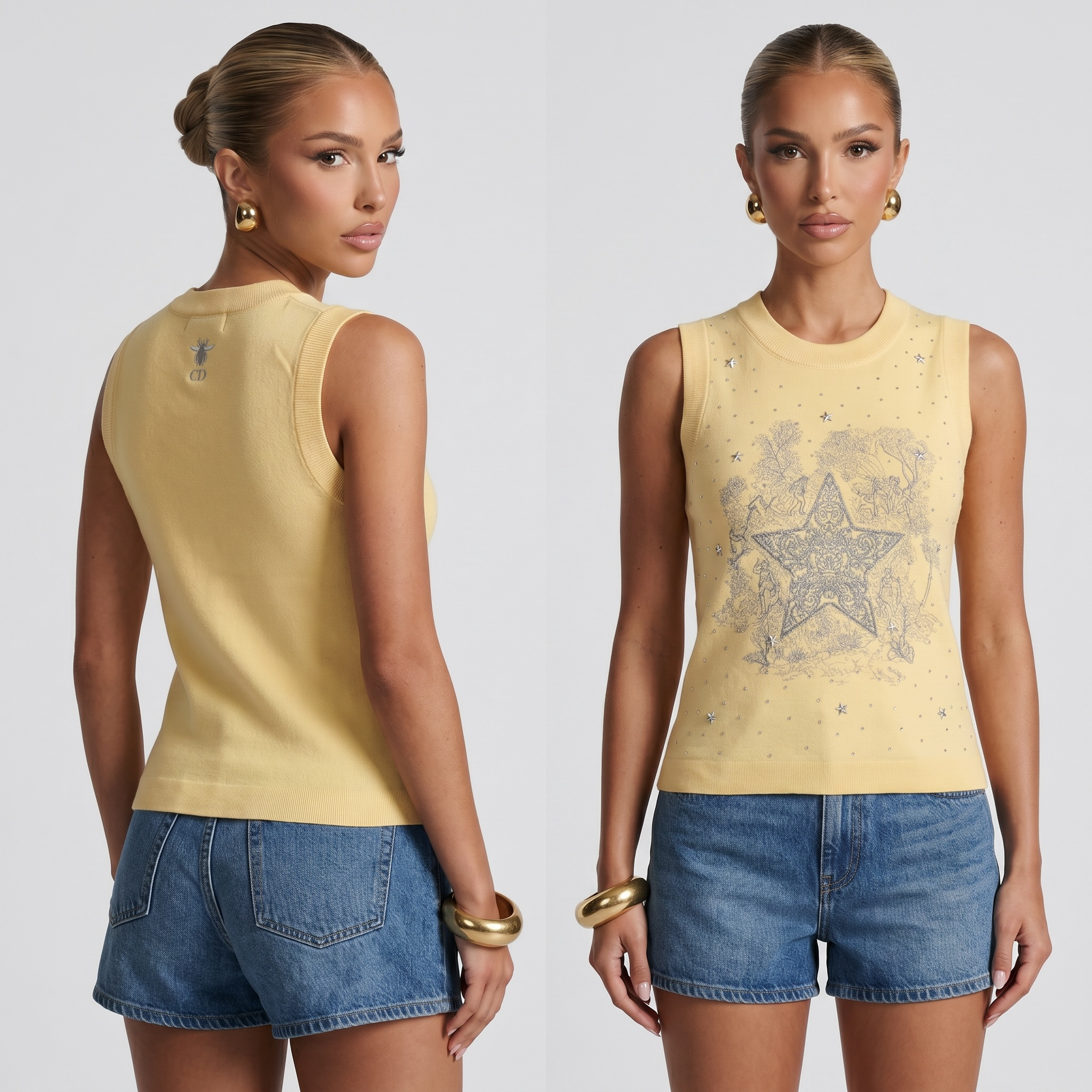 💛 Dior Lucky Star Yellow Sleeveless Knit Top ✨