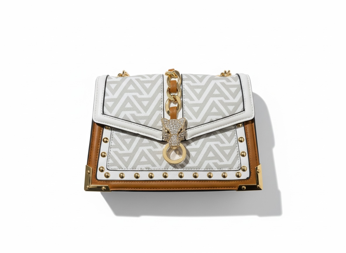 ALDO Leopard Head Chain Shoulder Bag – White & Gold 🐆✨ | Statement Chic
