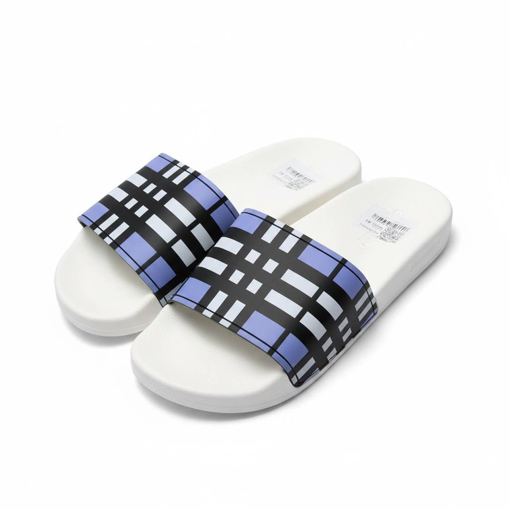 Burberry Check Slides – White & Lavender Edition 🤍💜