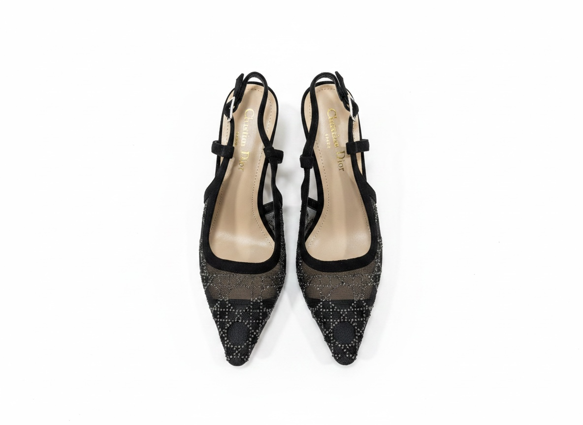 Dior-Inspired Crystal Mesh Slingback Heels โจ๐ค