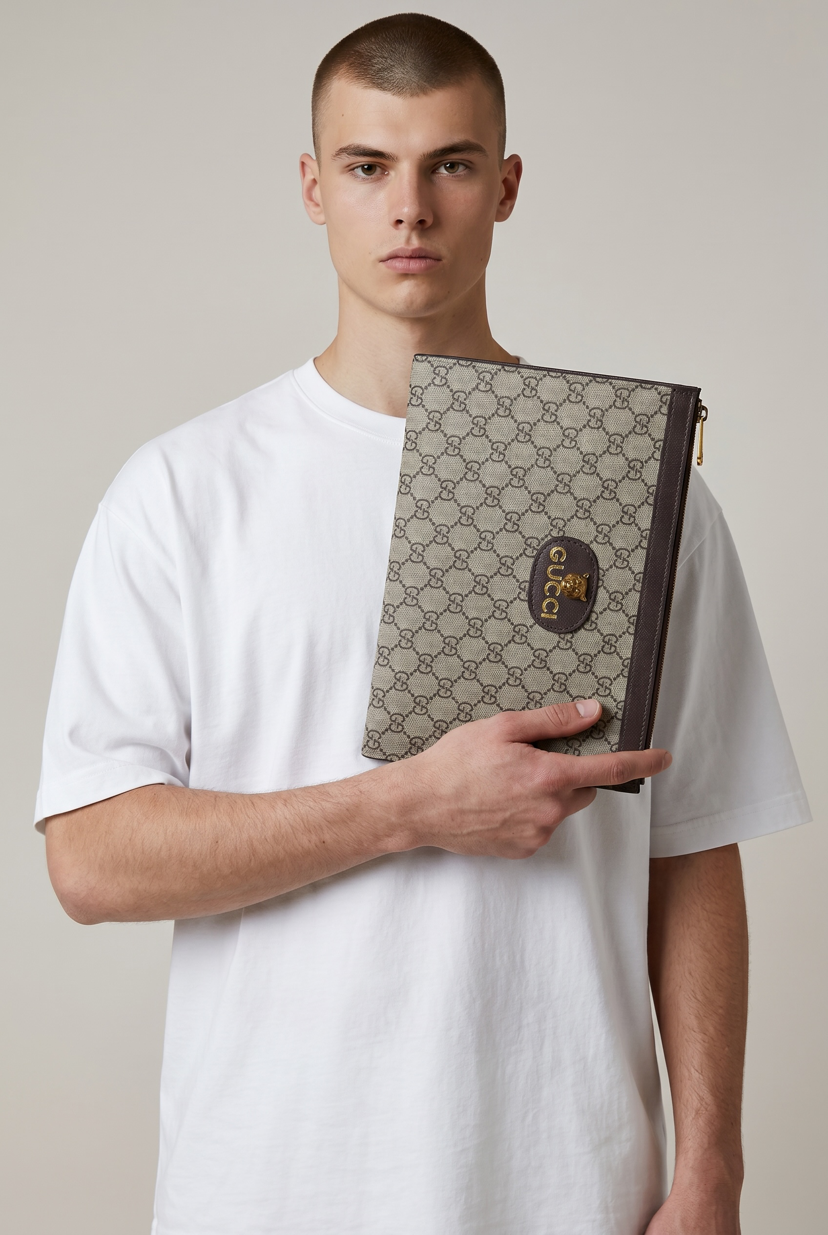 Gucci GG Supreme Tiger Logo Clutch Bag 🤎✨