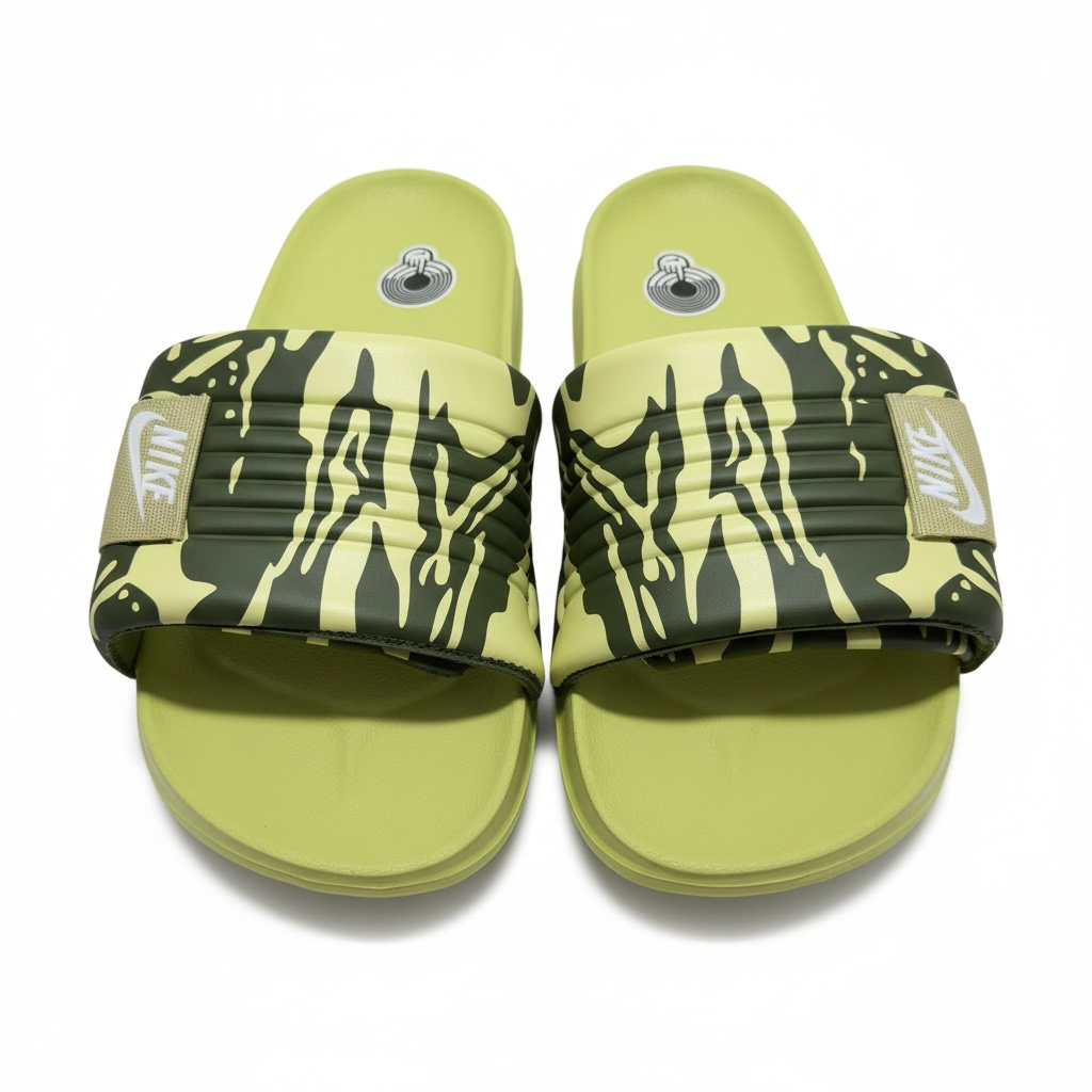 Nike Camo Slides – Lime Green Edition 🟢🔥