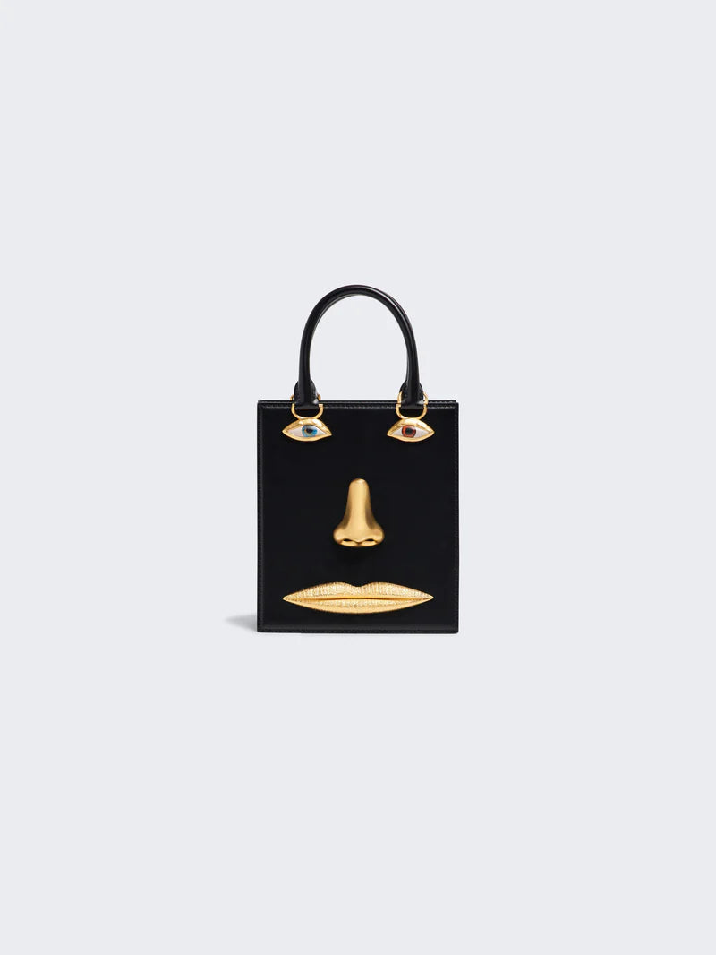 Schiaparelli Face Mini Tote – Black & Gold Surreal Edition 👁✨