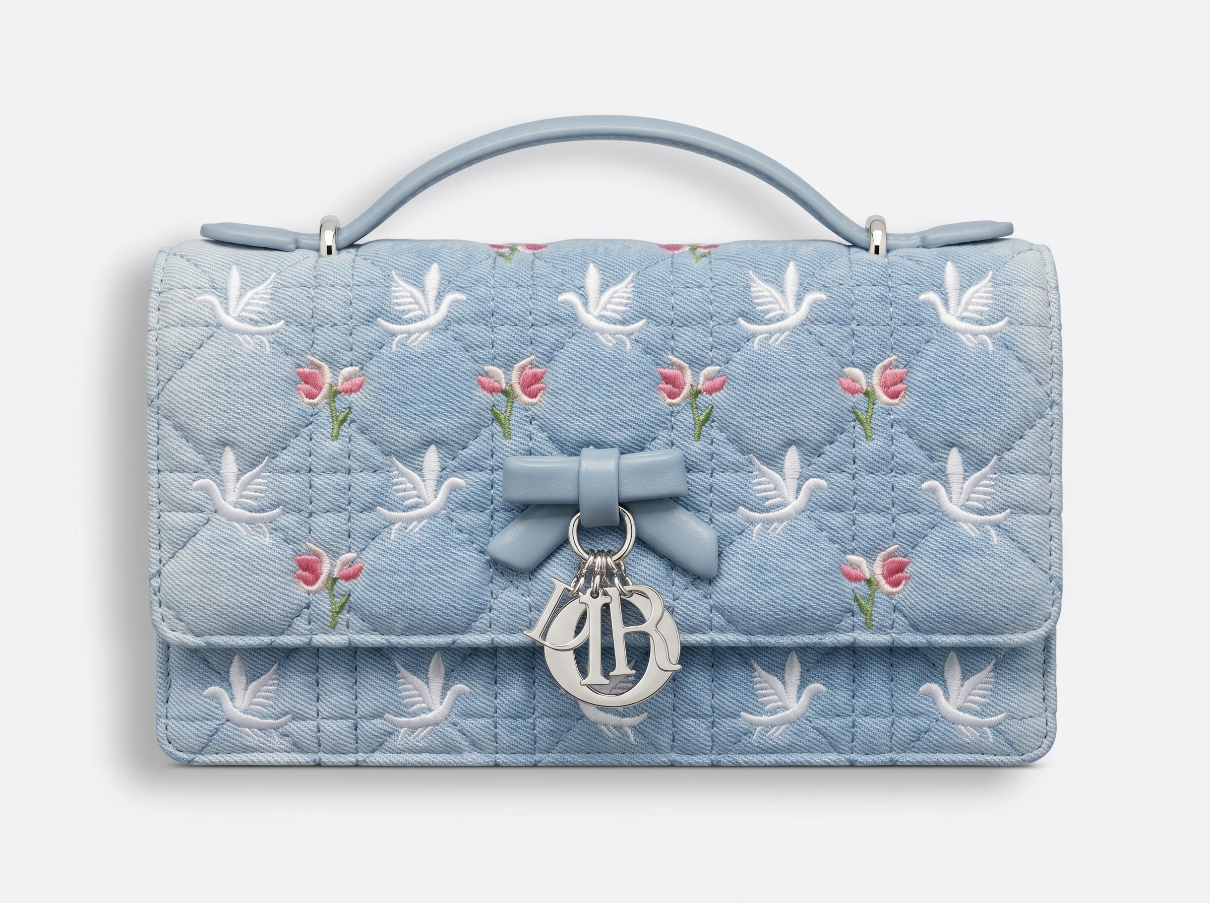 🩵 Dior Lady D-Lite Blue Dove Embroidered Handbag – Limited Edition Elegance 🩵