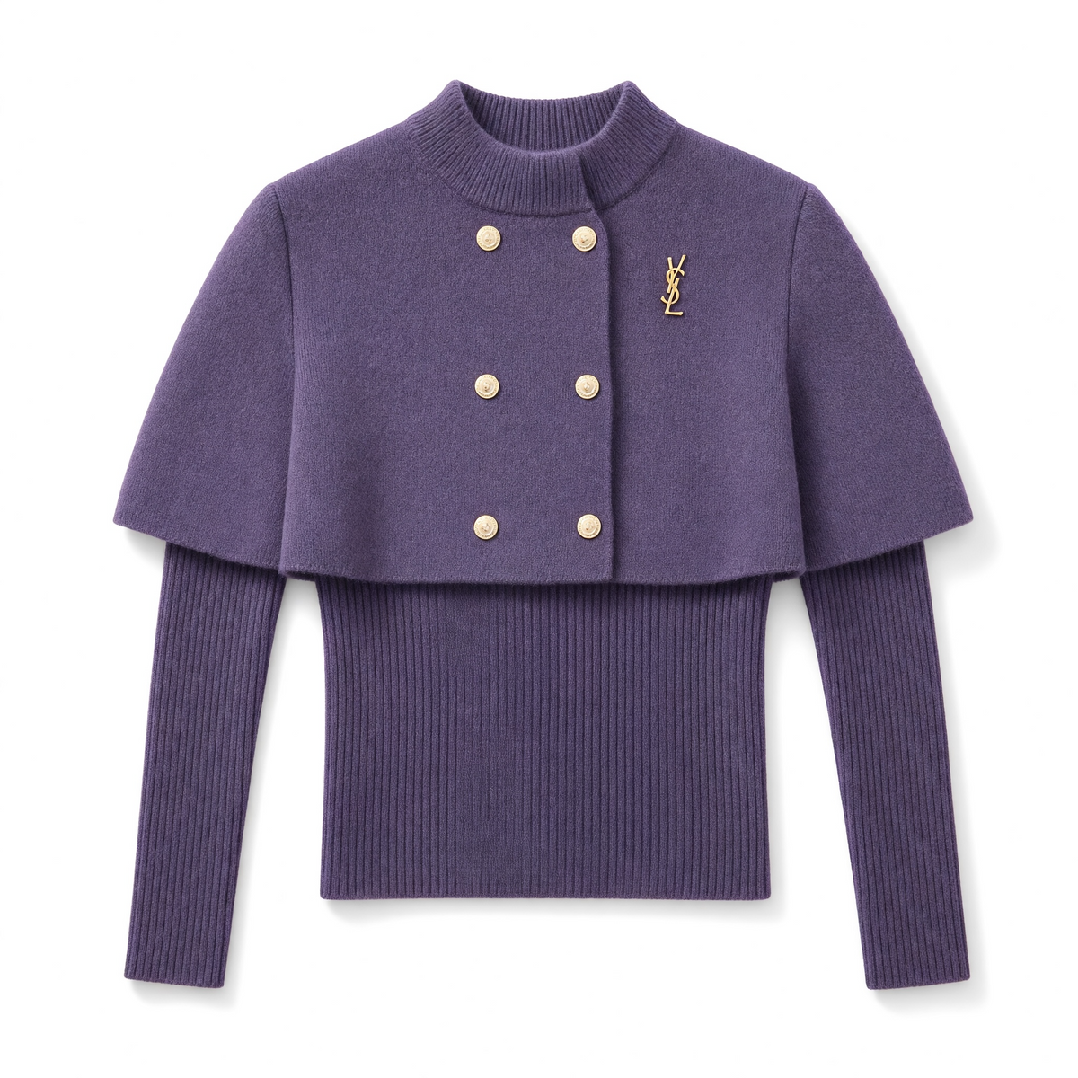 Saint Laurent Cropped Cape Jacket – Purple 🟣