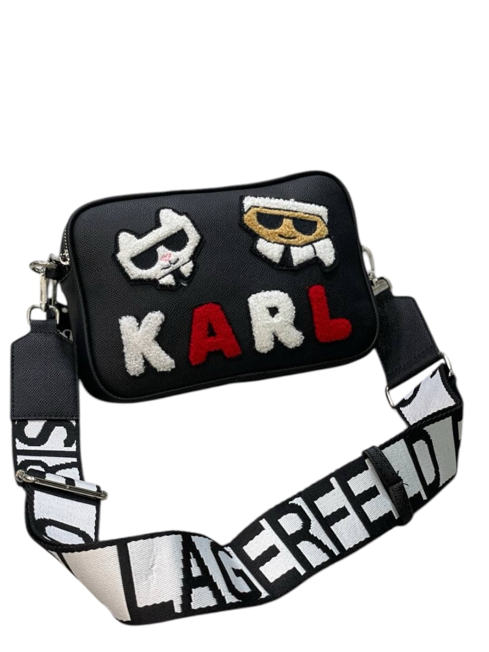 Karl Lagerfeld Crossbody Bag with Fuzzy Logo and Iconic Characters