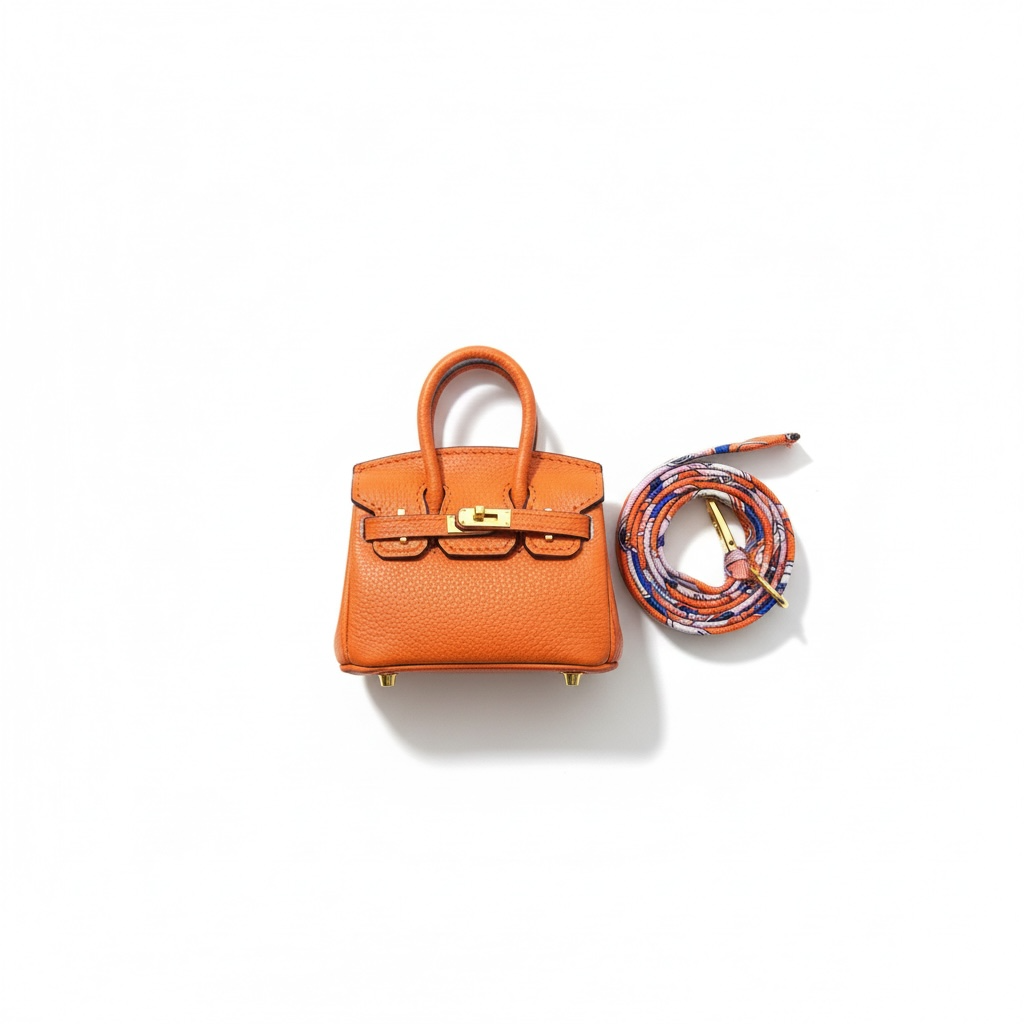 Hermès Mini Birkin BagCharm – Orange 🍊✨ | Luxury Key Holder