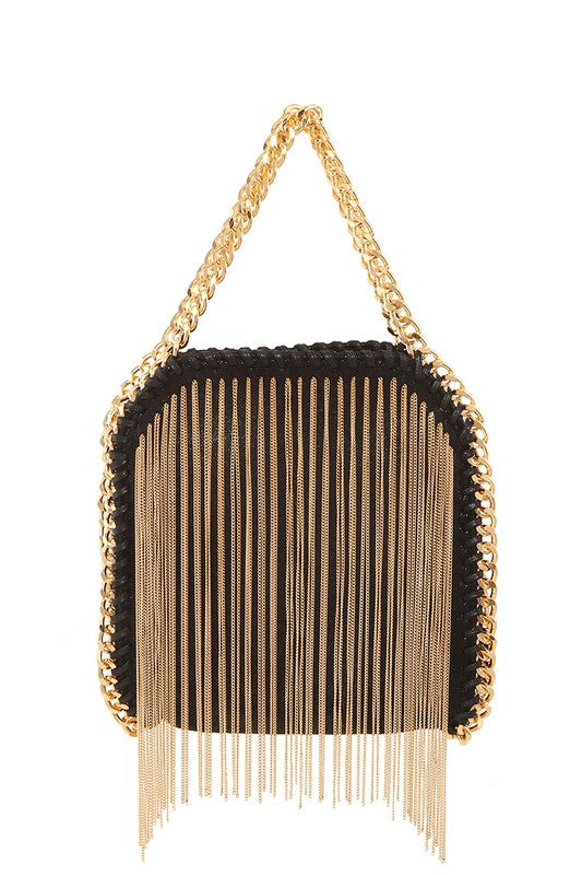 STELLA McCARTNEY Falabella Fringe Bag – Gold Chain Edition ✨🖤