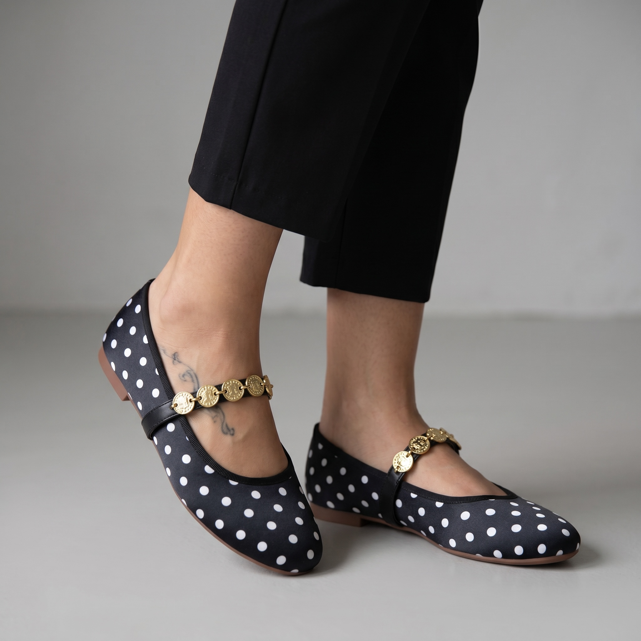 Polka Dot Mary Jane Ballet Flats ✨🖤