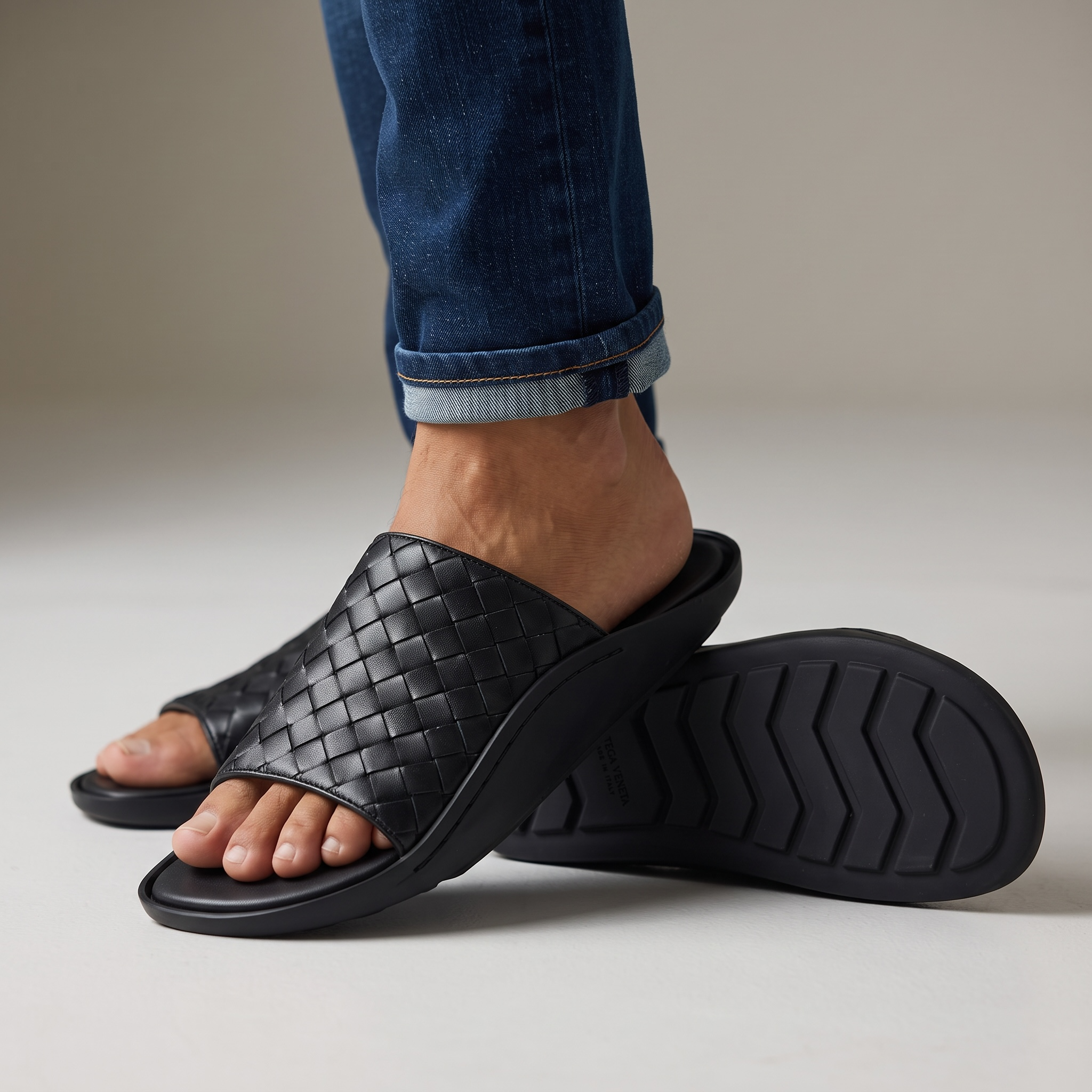 Bottega Veneta Intrecciato Slide Sandals – Black Edition 🖤✨