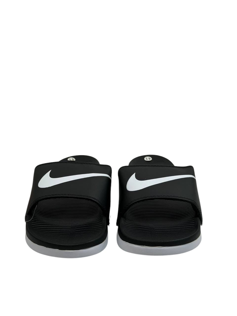 NIKE Slides – Black & White Swoosh Edition 🖤🤍