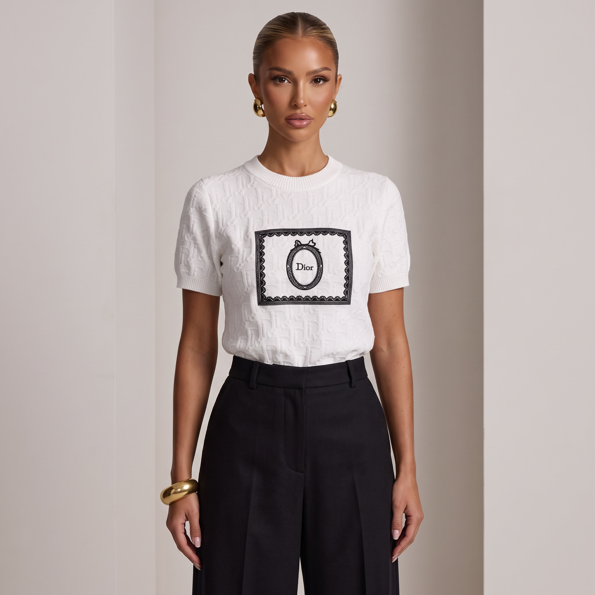 🤍 Dior Oblique Medallion Knit Top | One Size