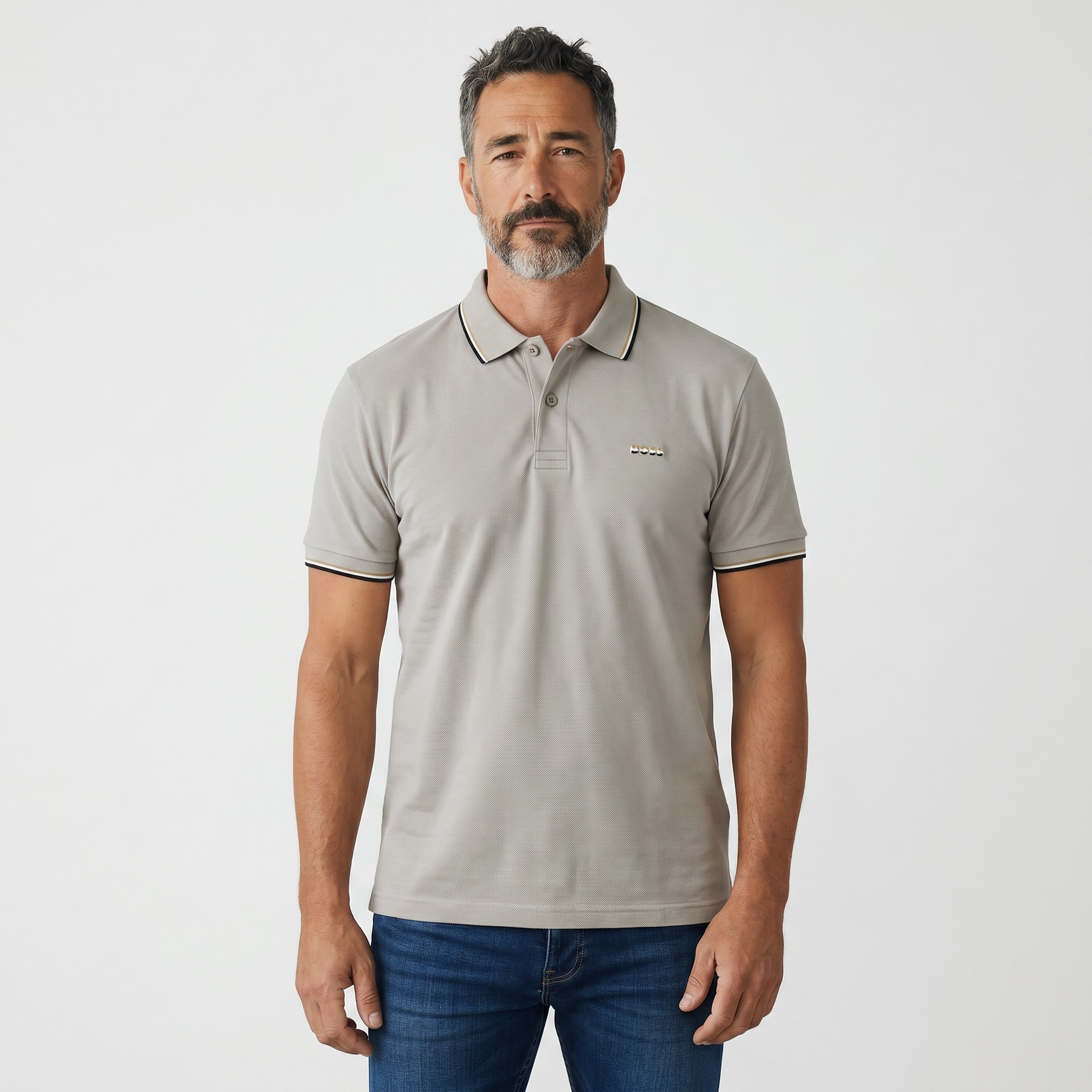 🤍✨ Hugo Boss Beige Luxury Polo Shirt – Timeless Smart Casual Essential 👔🔥