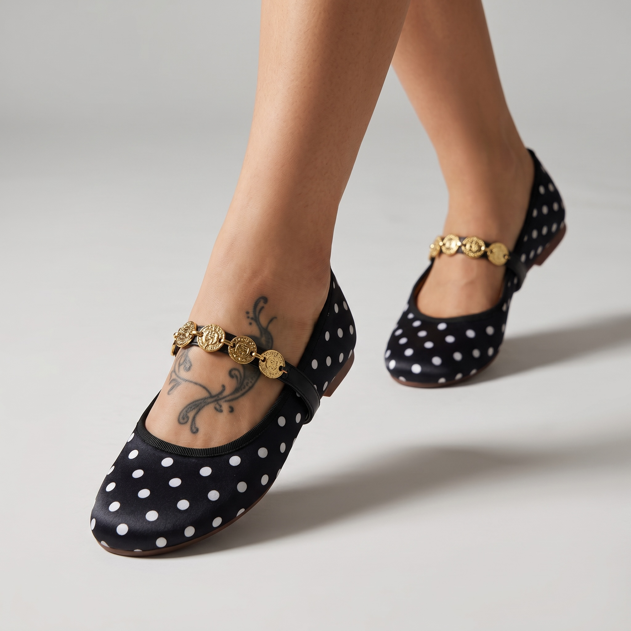 Polka Dot Mary Jane Ballet Flats ✨🖤