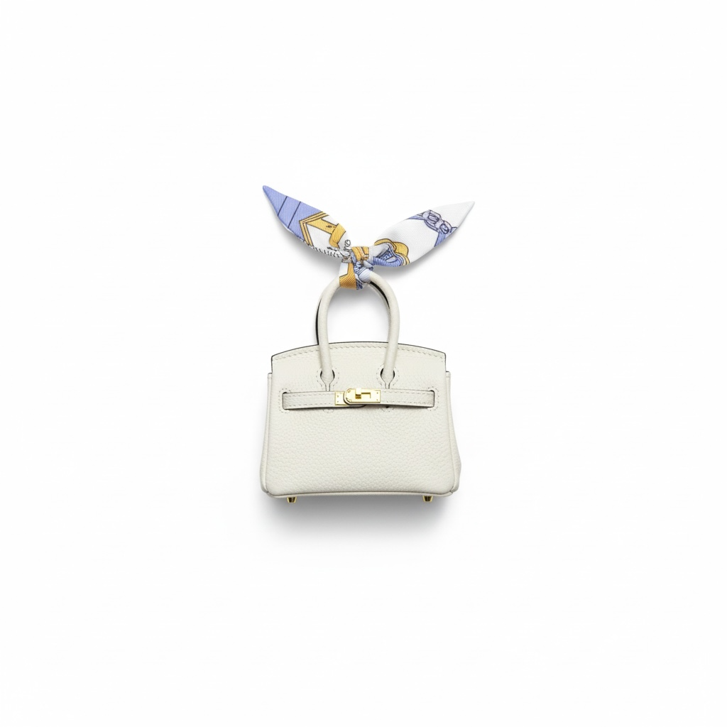 Hermès Mini Birkin BagCharm – White 🤍✨ | Luxury Key Holder