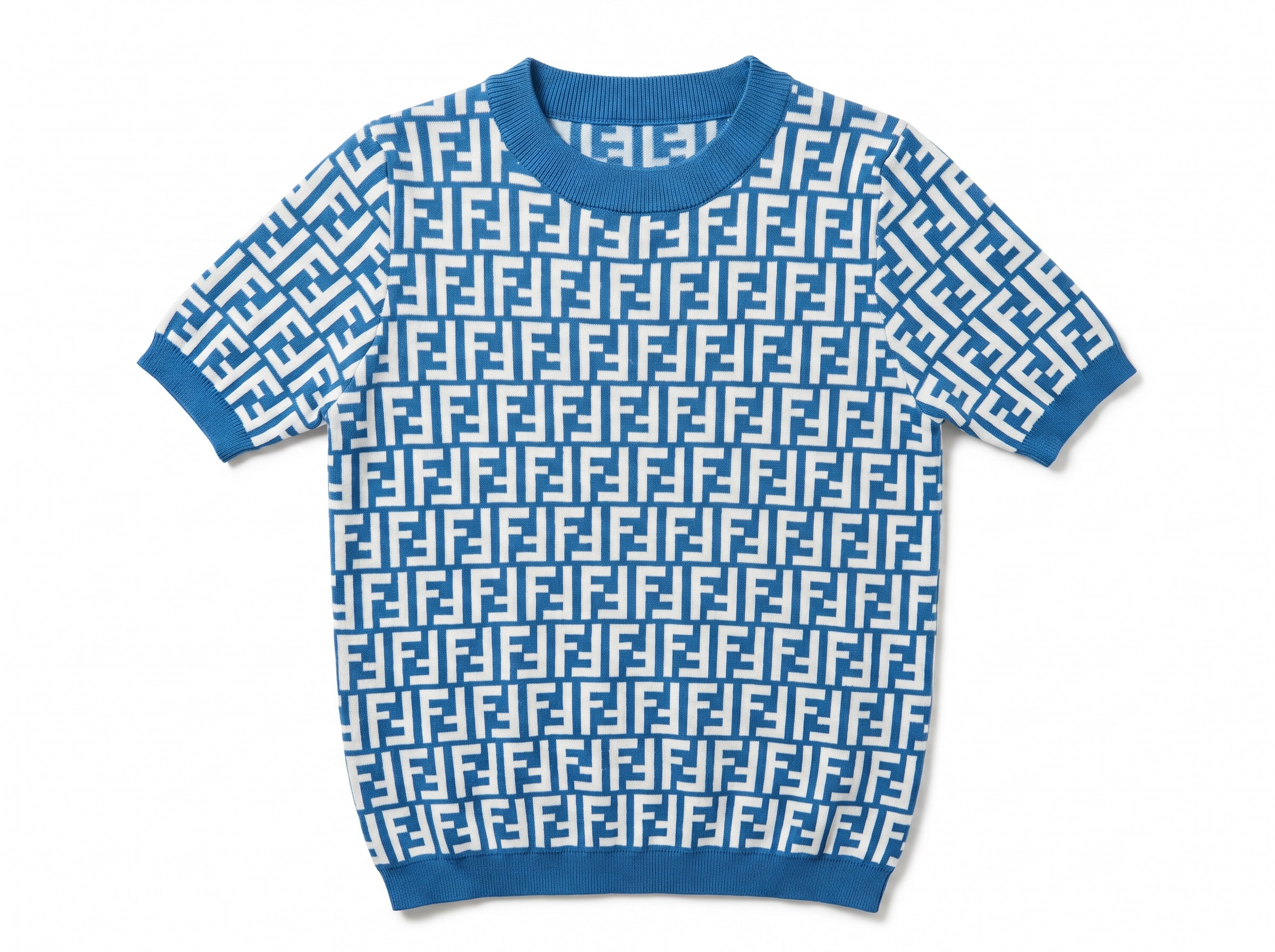💙 Fendi FF Monogram Knit Top – Sky Blue Edition
