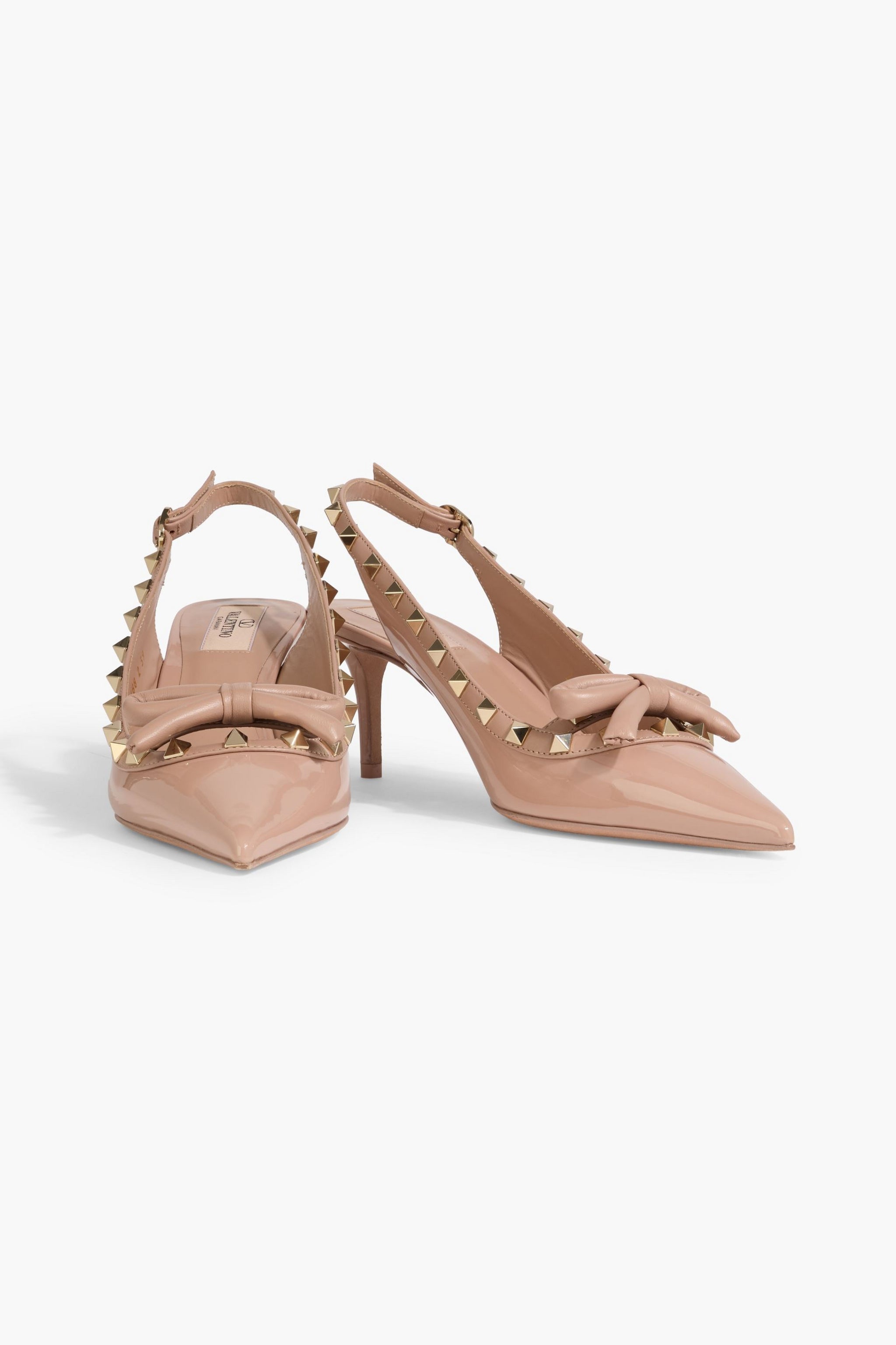 👠 Valentino Rockstud Bow Slingback Pumps – Nude