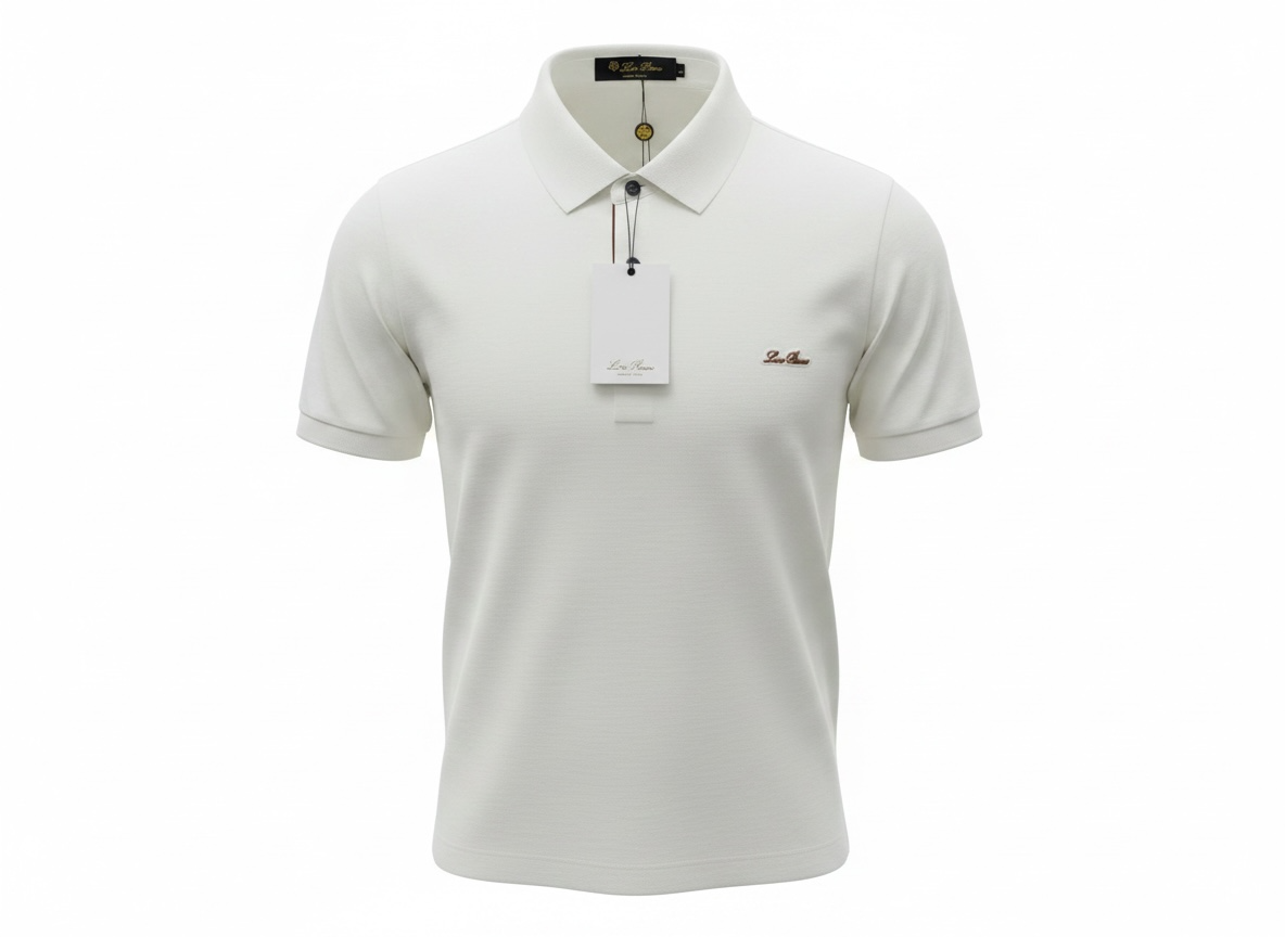 Loro Piana White Minimal Polo Shirt ๐คโจ Premium Metal Detail Fit